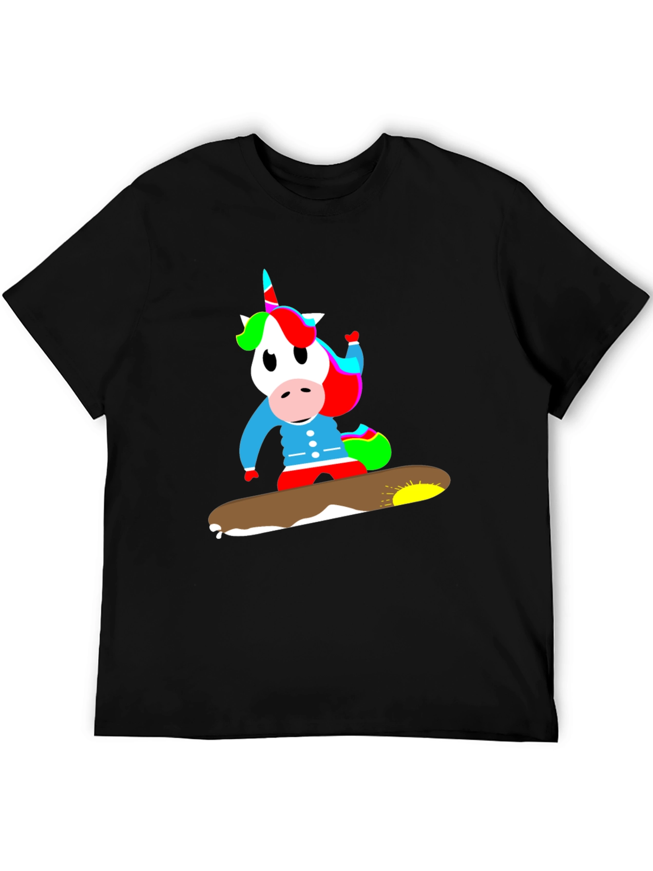 Black Unicorn Snowboarding T-Shirt - Fun, Unique Design view 5