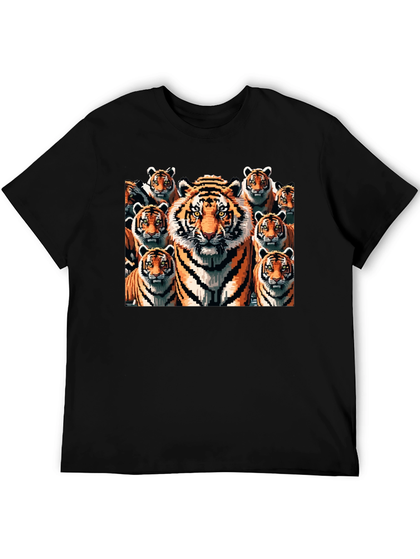 Black Tiger Pixel Art Graphic Tee - Black Cotton Blend view 5