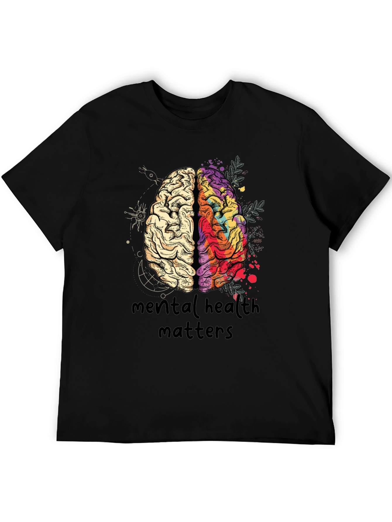Black Mental Health Matters Brain Graphic T-Shirt view 5