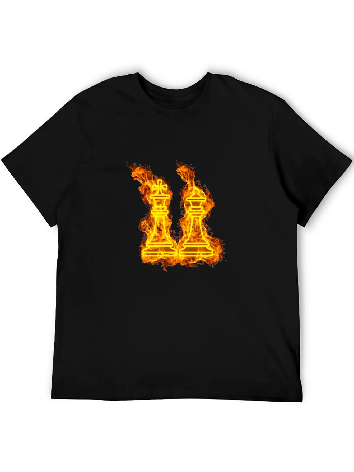 Black Fiery Chess Kings T-Shirt view 5