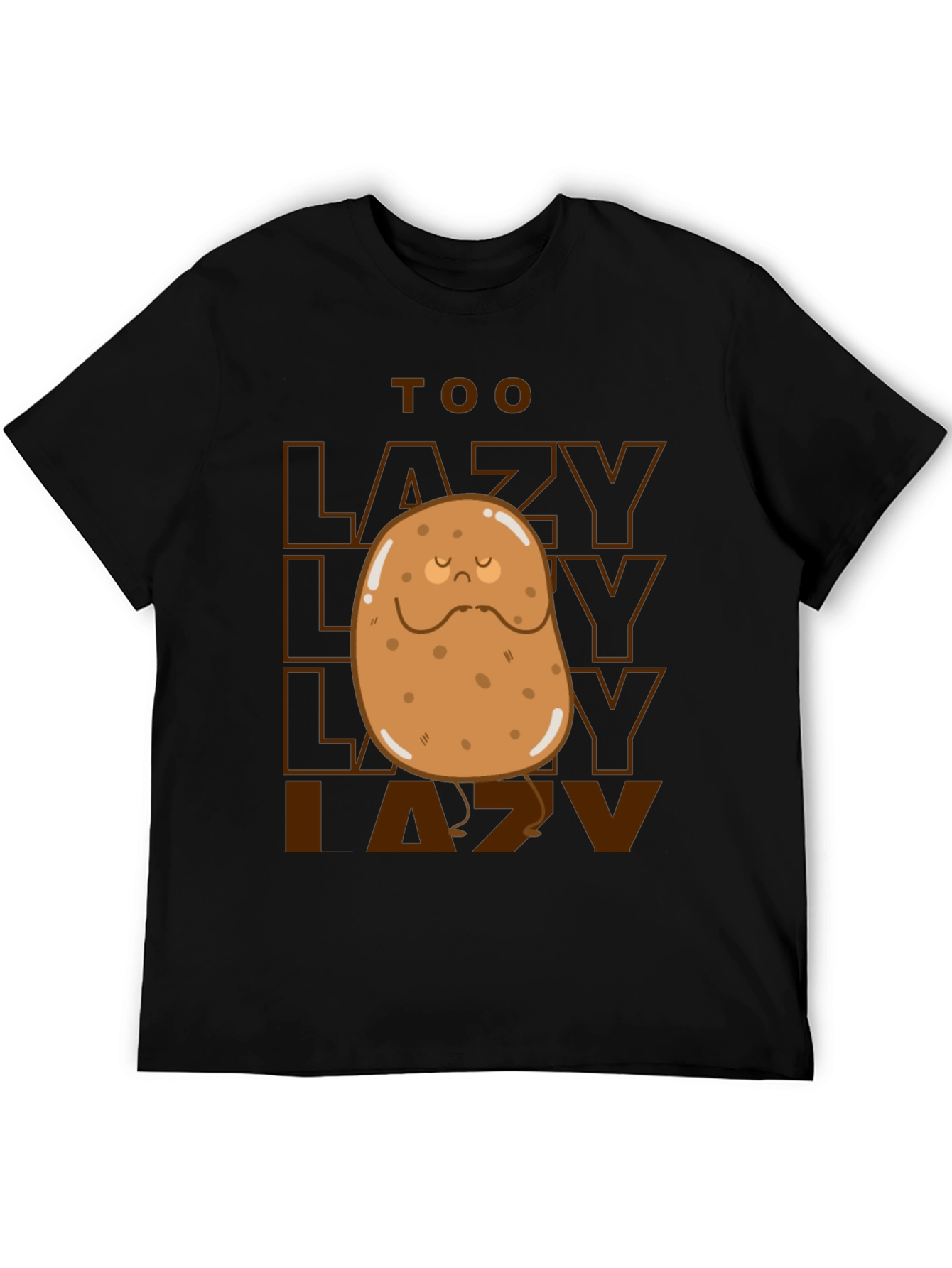 Black Too Lazy Potato Graphic Tee - Funny Unisex T-Shirt view 5