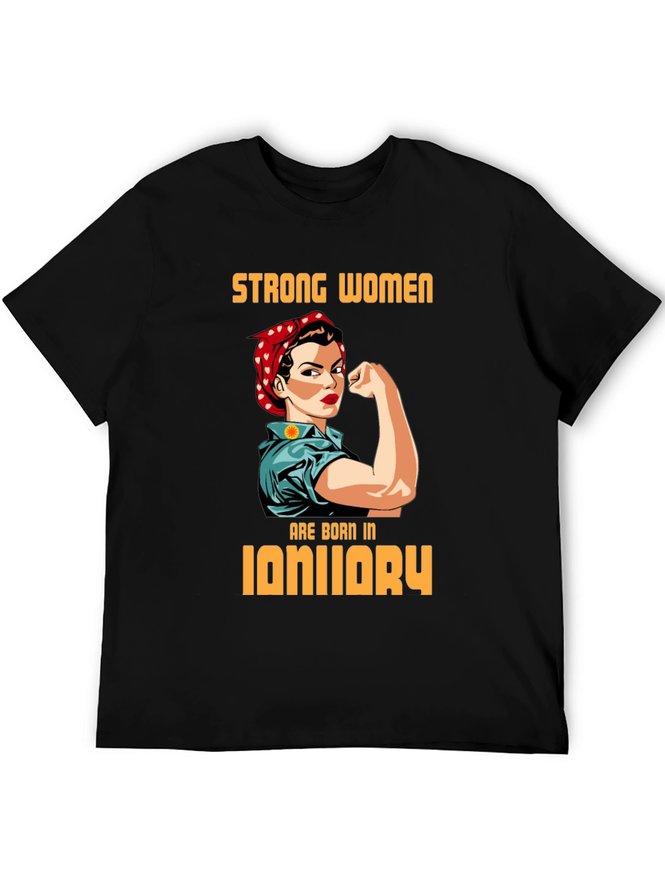 Black Strong Women January Birthday T-Shirt view 5