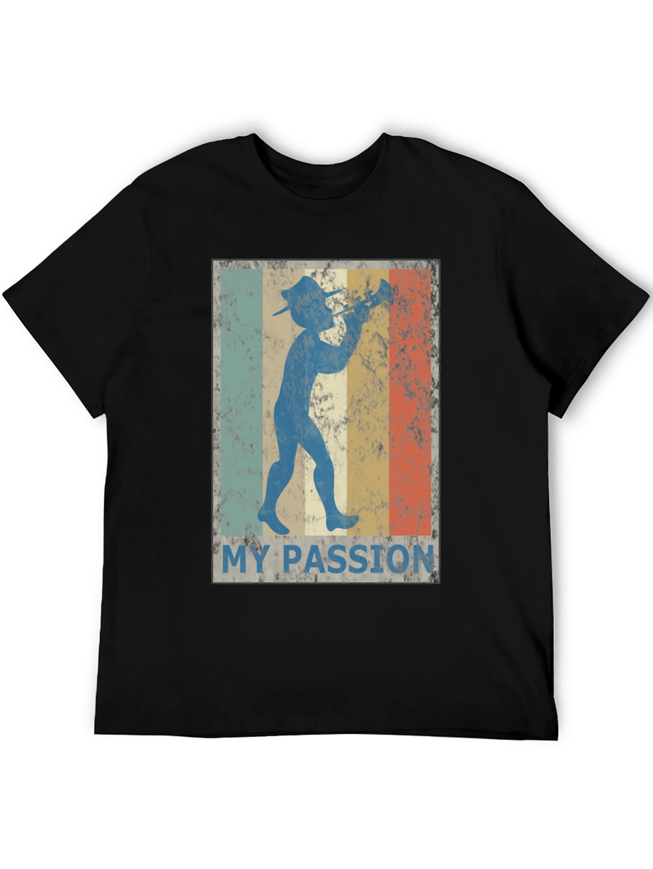 Black Retro "My Passion" Trumpet Player Graphic Tee view 5