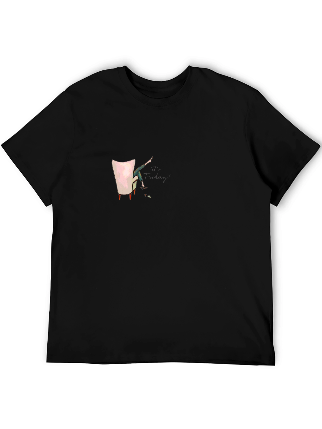 Black Relaxed Graphic Tee - Novelty Chair Design view 5