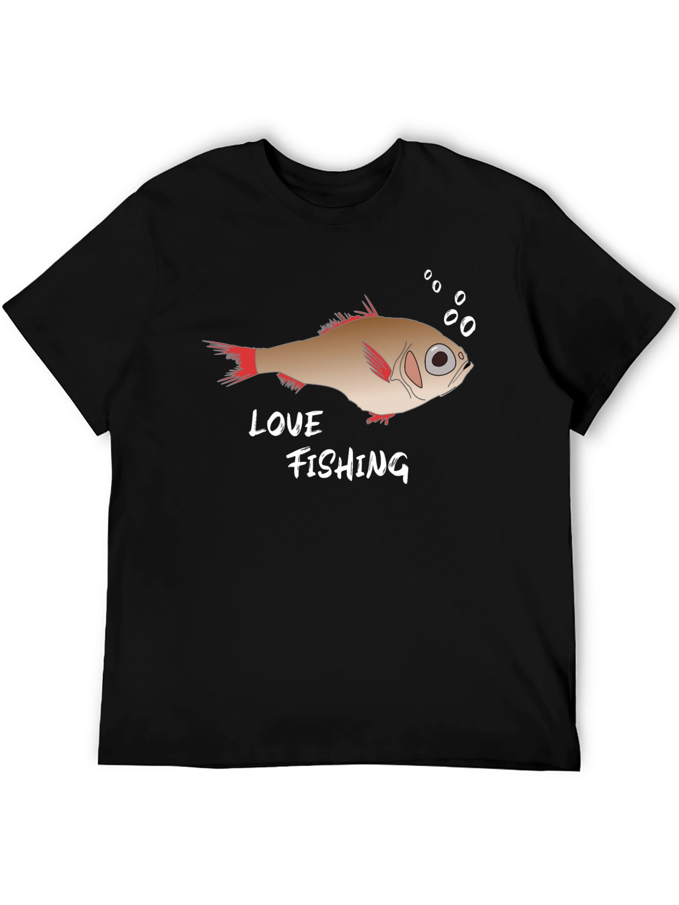 Black Love Fishing Graphic Tee - Black Cotton T-Shirt view 5