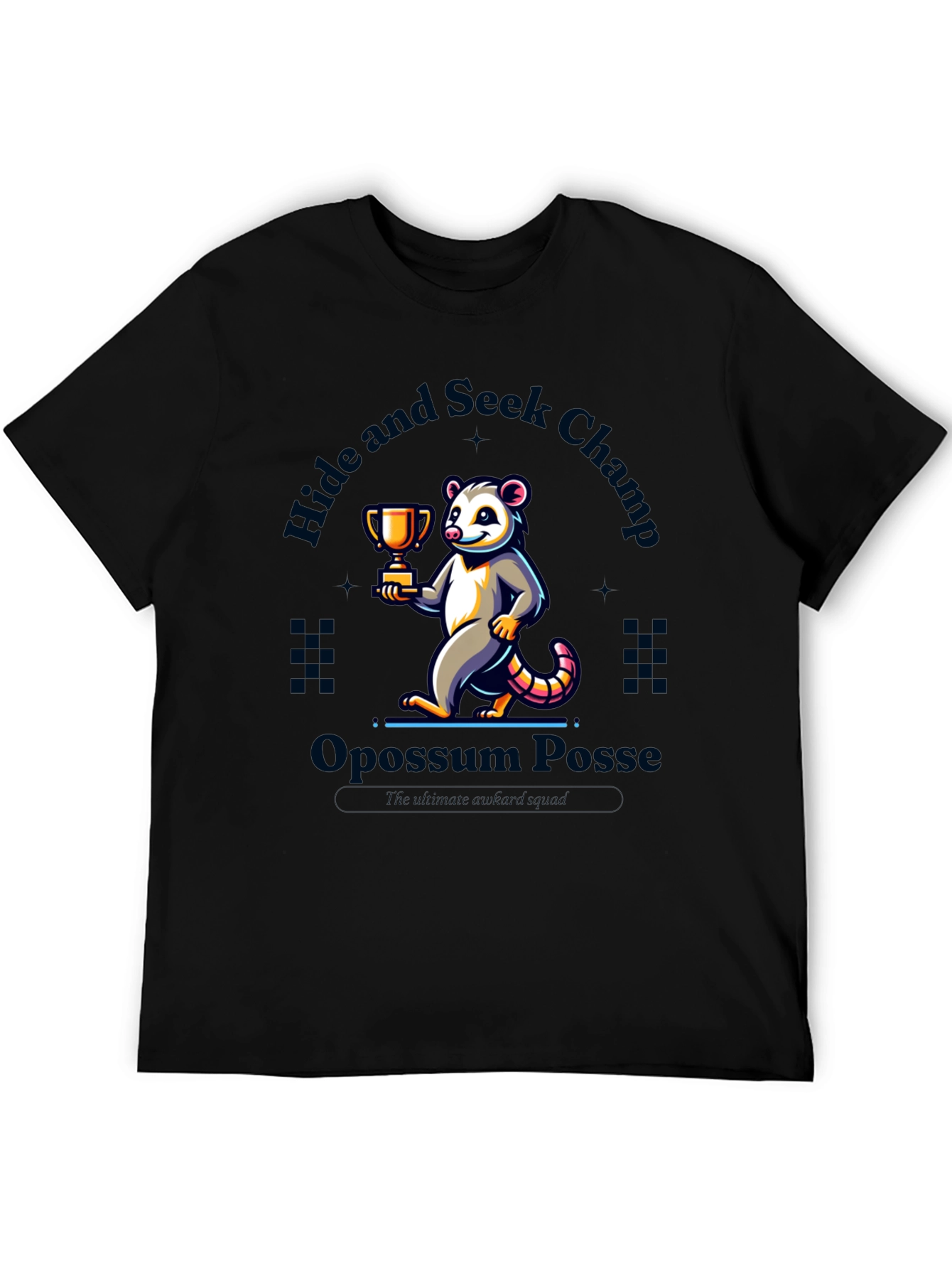 Black Opossum Hide & Seek Champ T-Shirt view 5