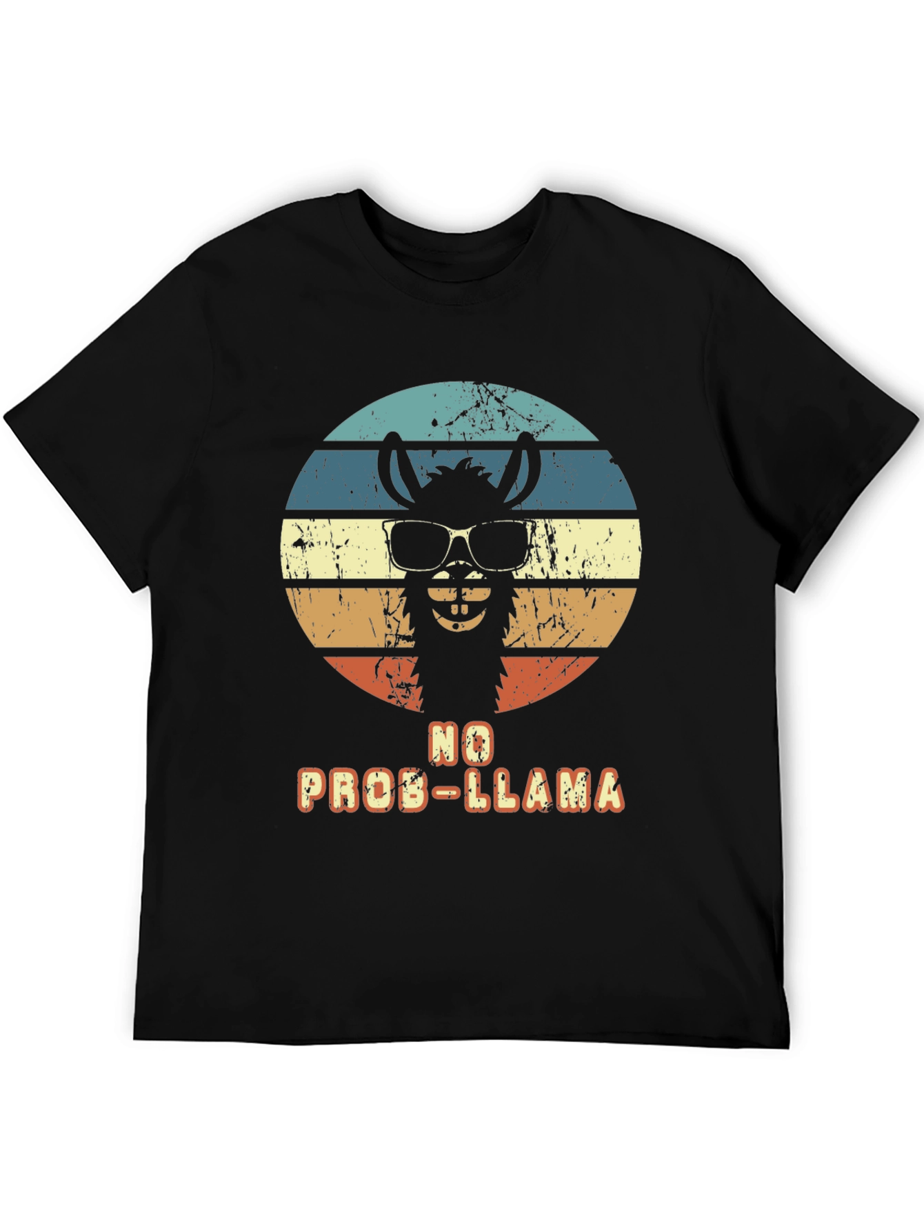 Black No Prob-Llama T-Shirt - Retro Alpaca Design view 5