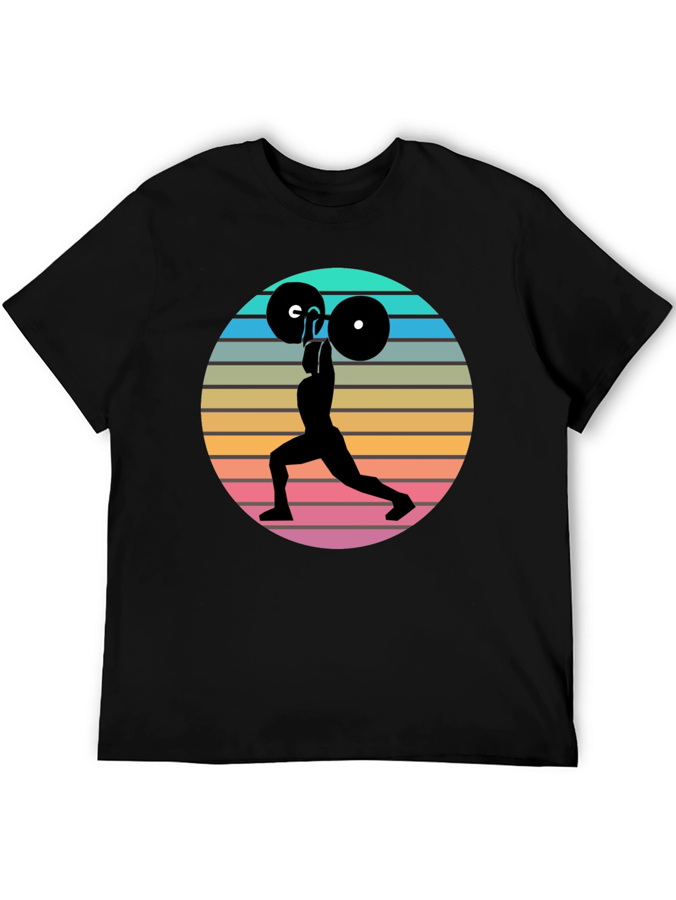 Black Retro Fitness T-Shirt - Weightlifting Silhouette view 5