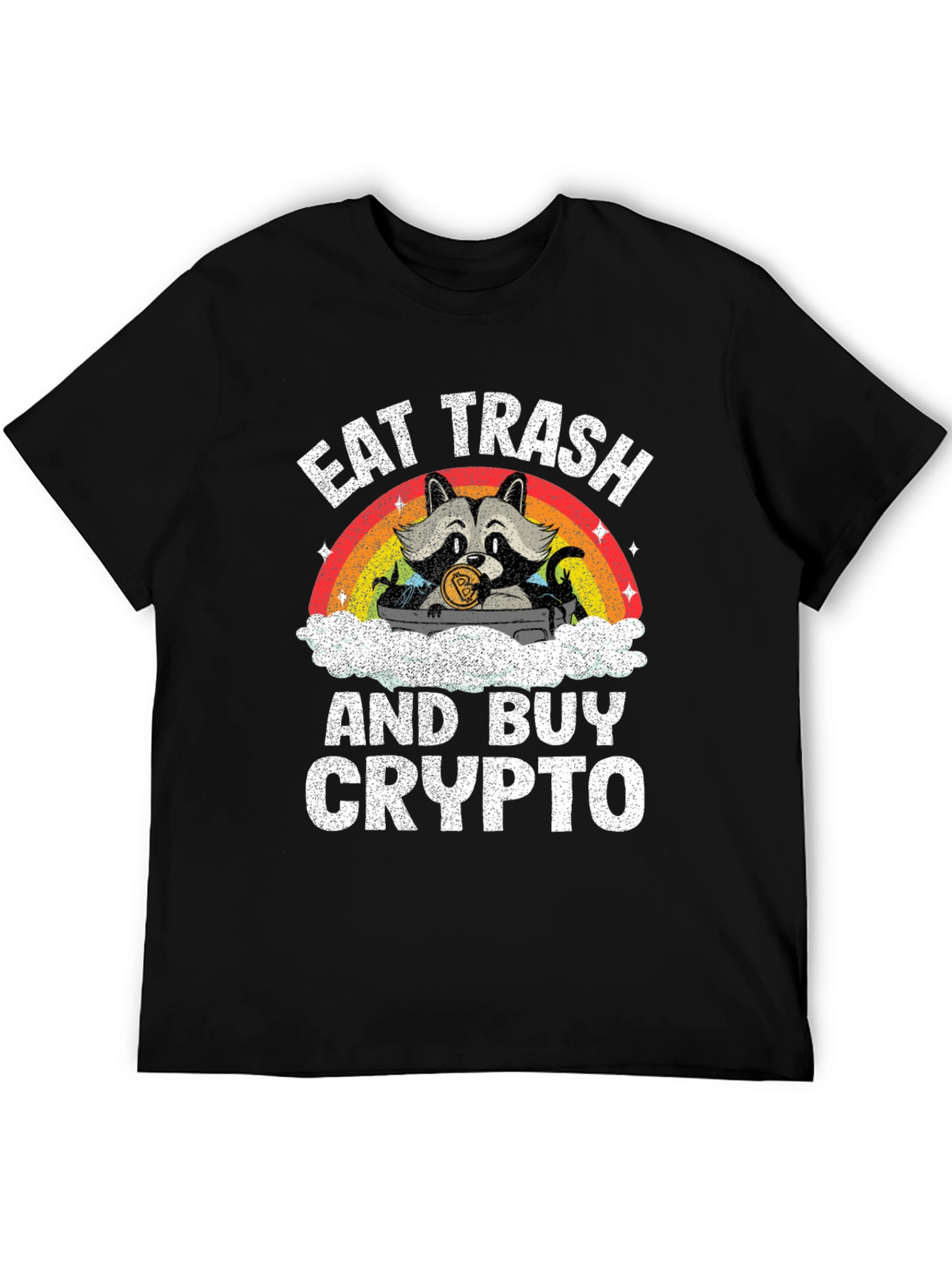 Black Eat Trash and Buy Crypto T-Shirt - Raccoon Design view 5
