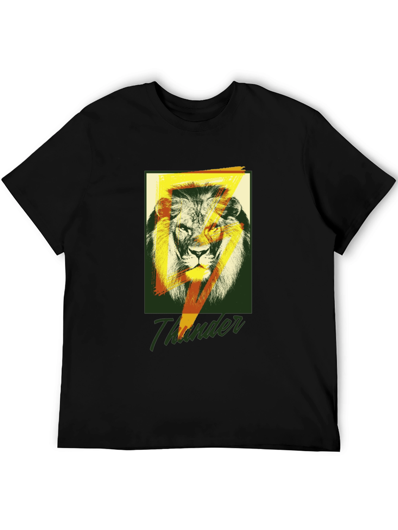 Black Lion Thunder Graphic Tee - Stylish Black T-Shirt view 5