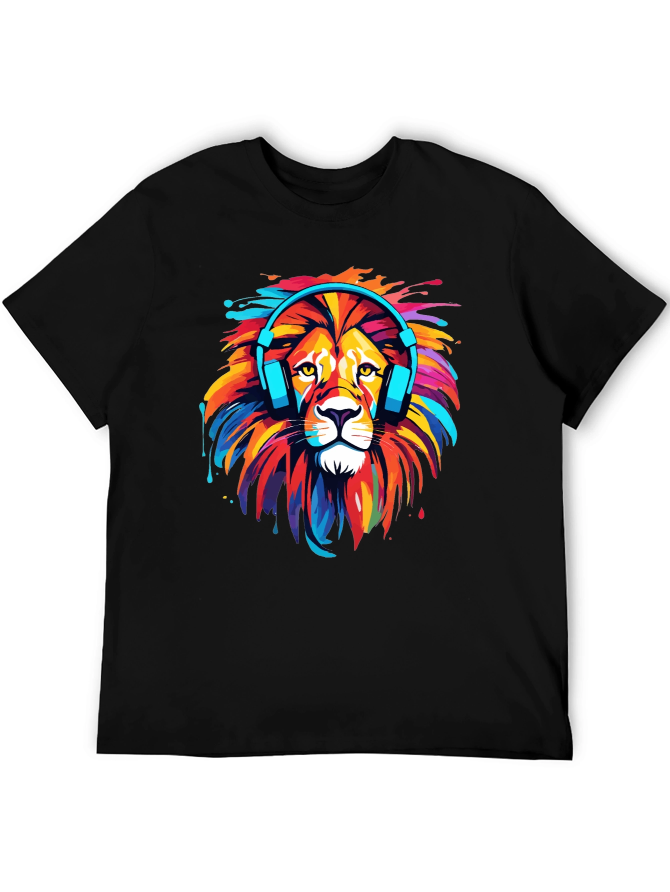 Black Lion Headphone Graphic Tee - Vivid Colors view 5