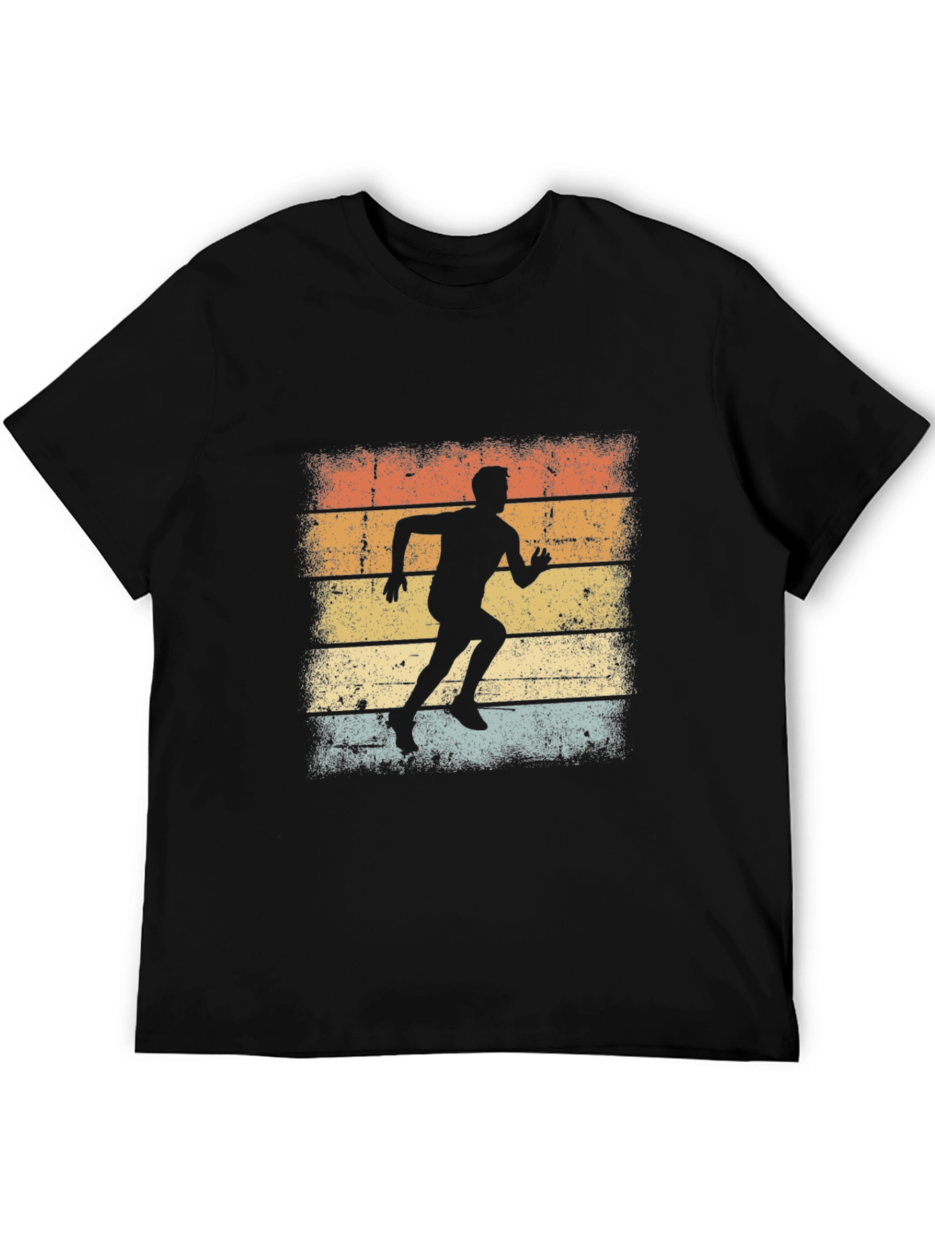 Black Retro Runner Graphic Tee - Vintage Style Black T-Shirt view 5