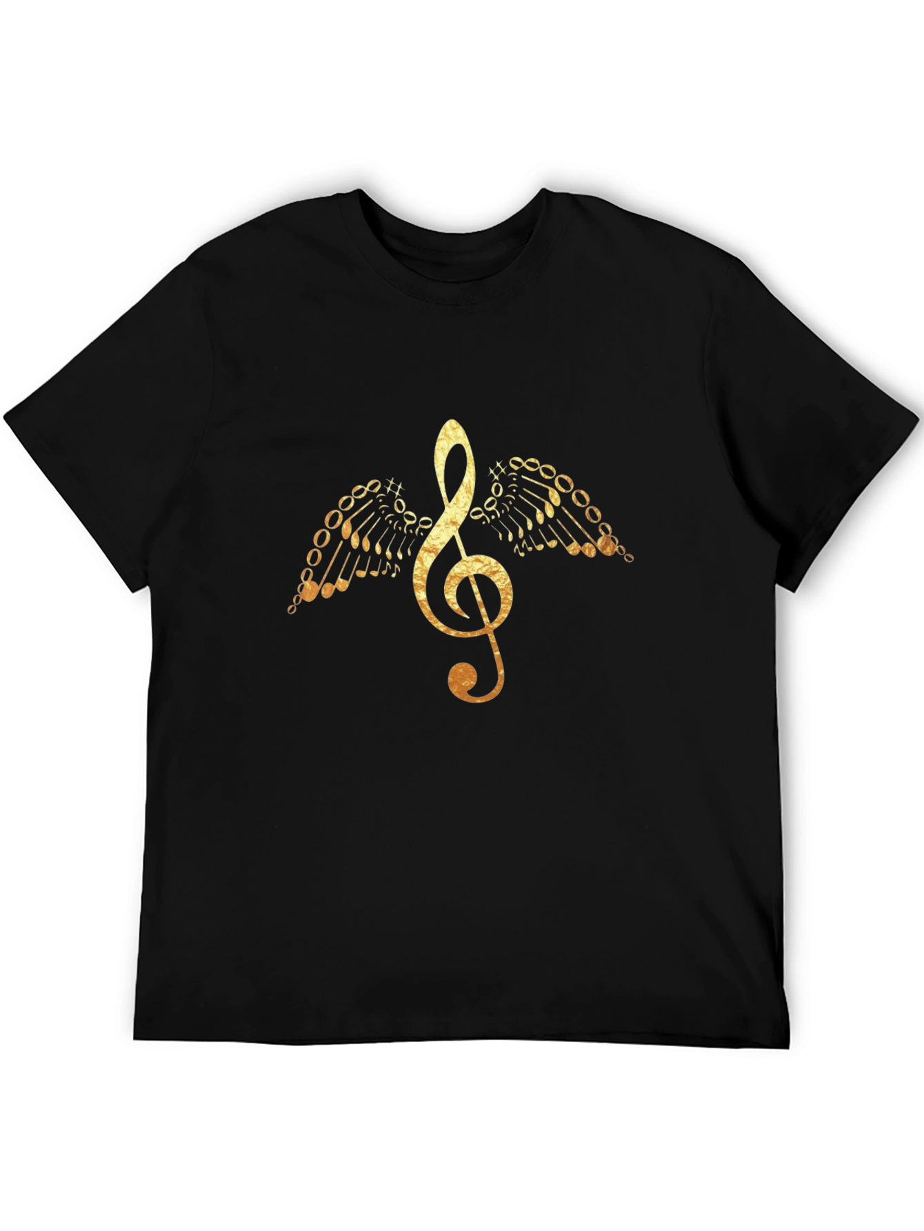 Black Musical Treble Clef Wings Graphic Tee view 5