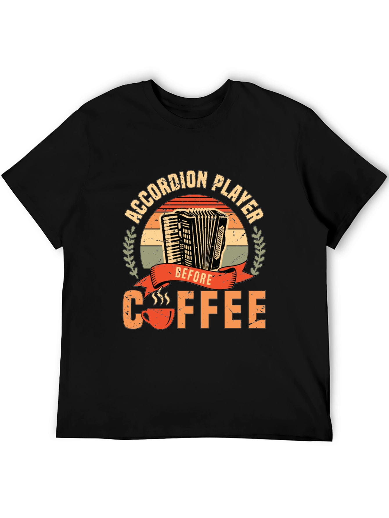 Black Accordion Player Before Coffee T-Shirt view 5