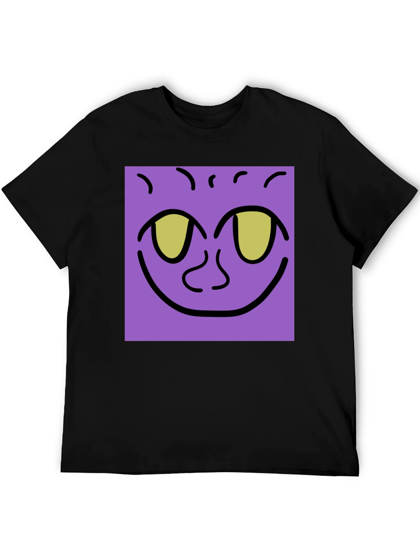 Black Purple Face Graphic Tee - Black Cotton Shirt view 5
