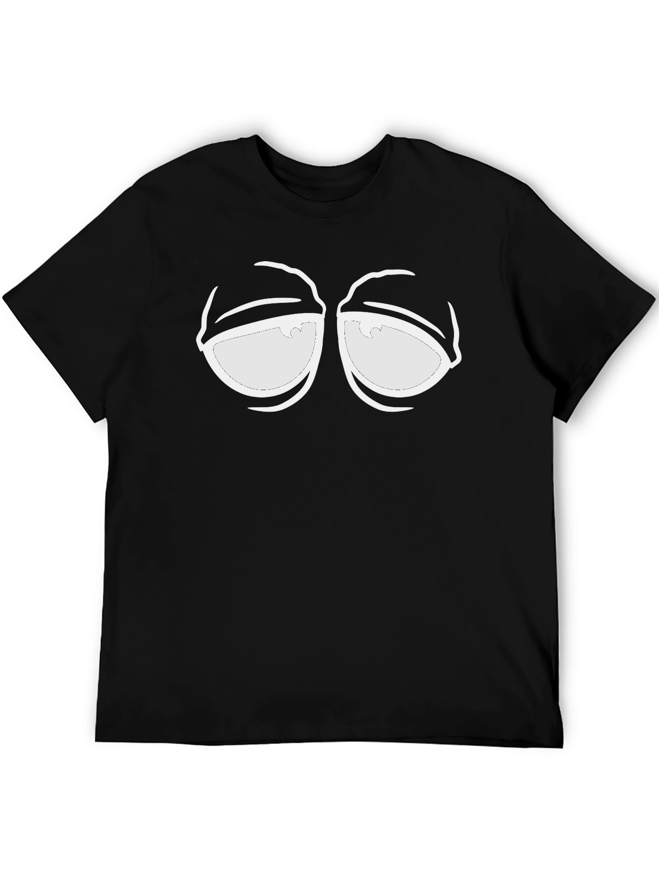 Black Humorous Graphic Tee - Sleepy Eyes Design - Black Cotton Blend view 5