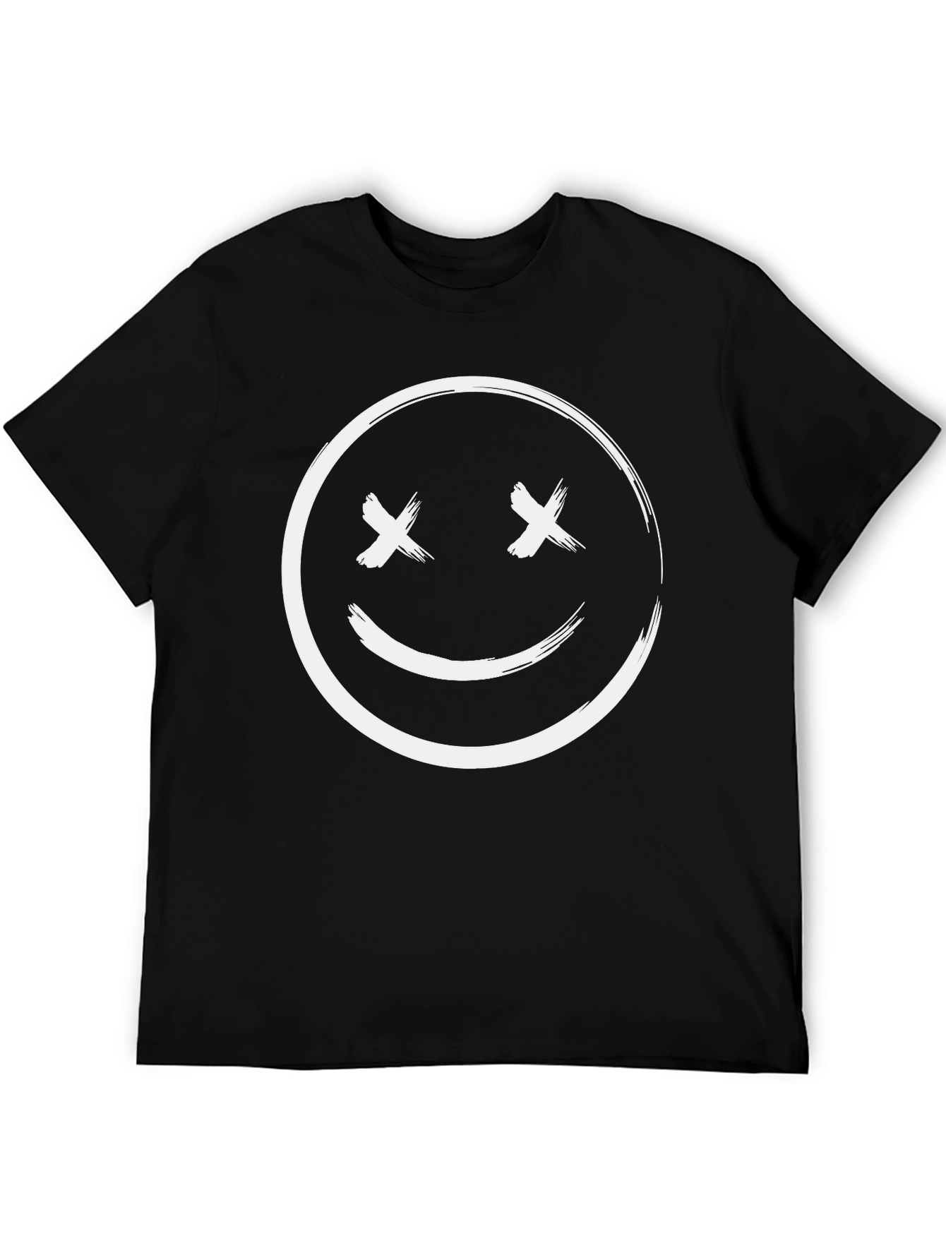 Black Black T-Shirt with Smiley Face Graphic view 5