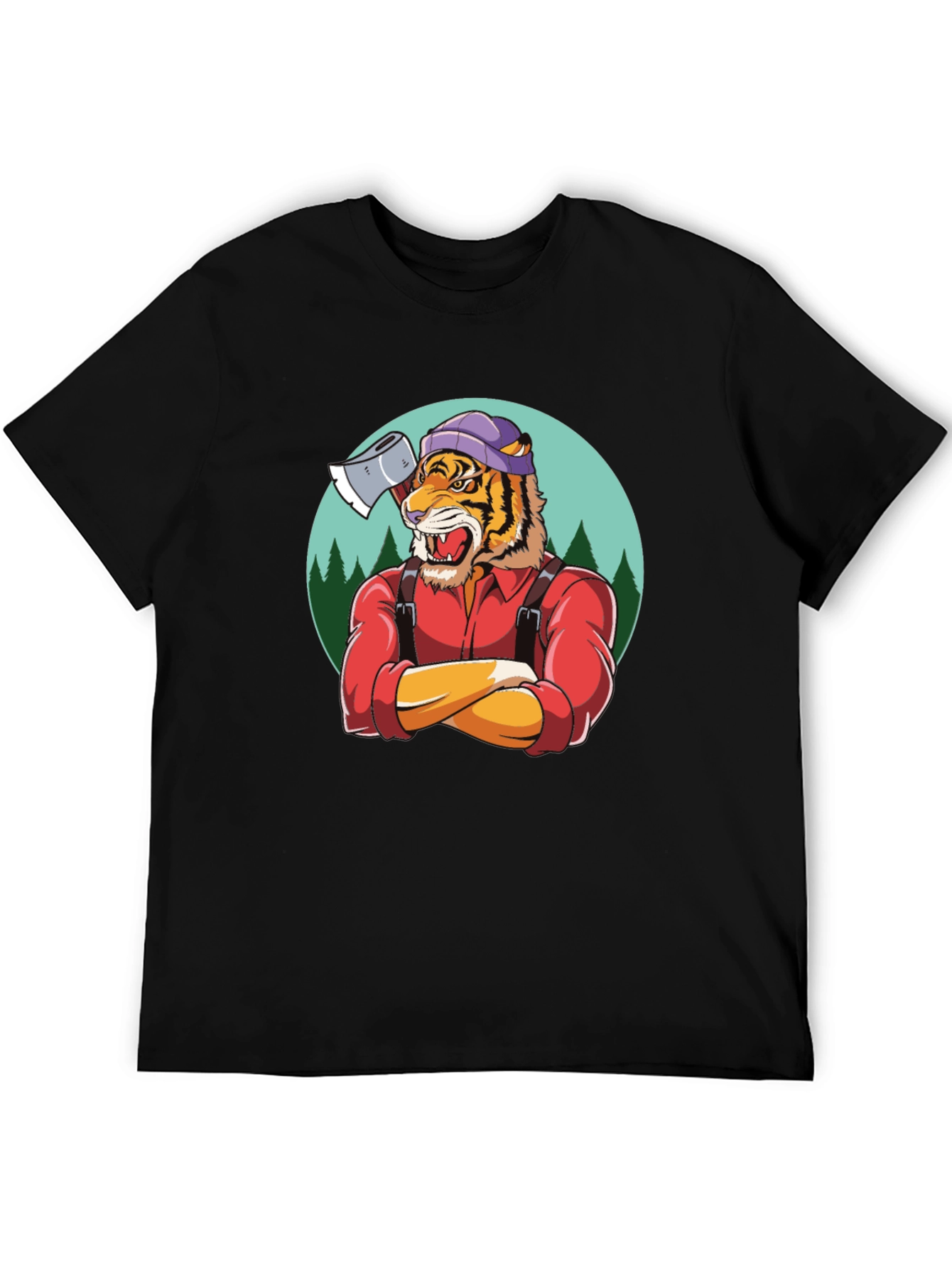 Black Tiger Lumberjack Graphic Tee - Black view 5