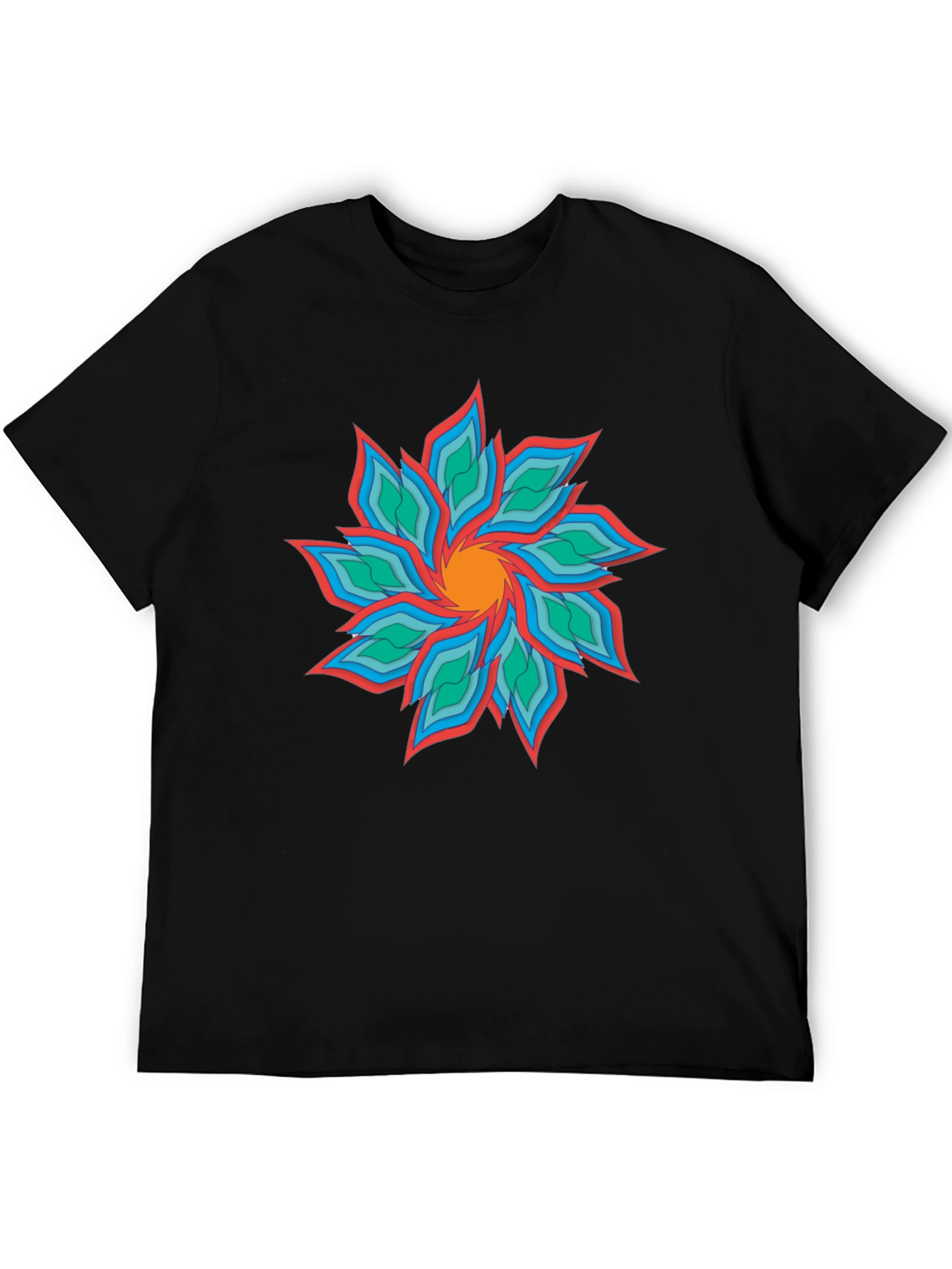 Black Abstract Floral Graphic Black T-Shirt view 5