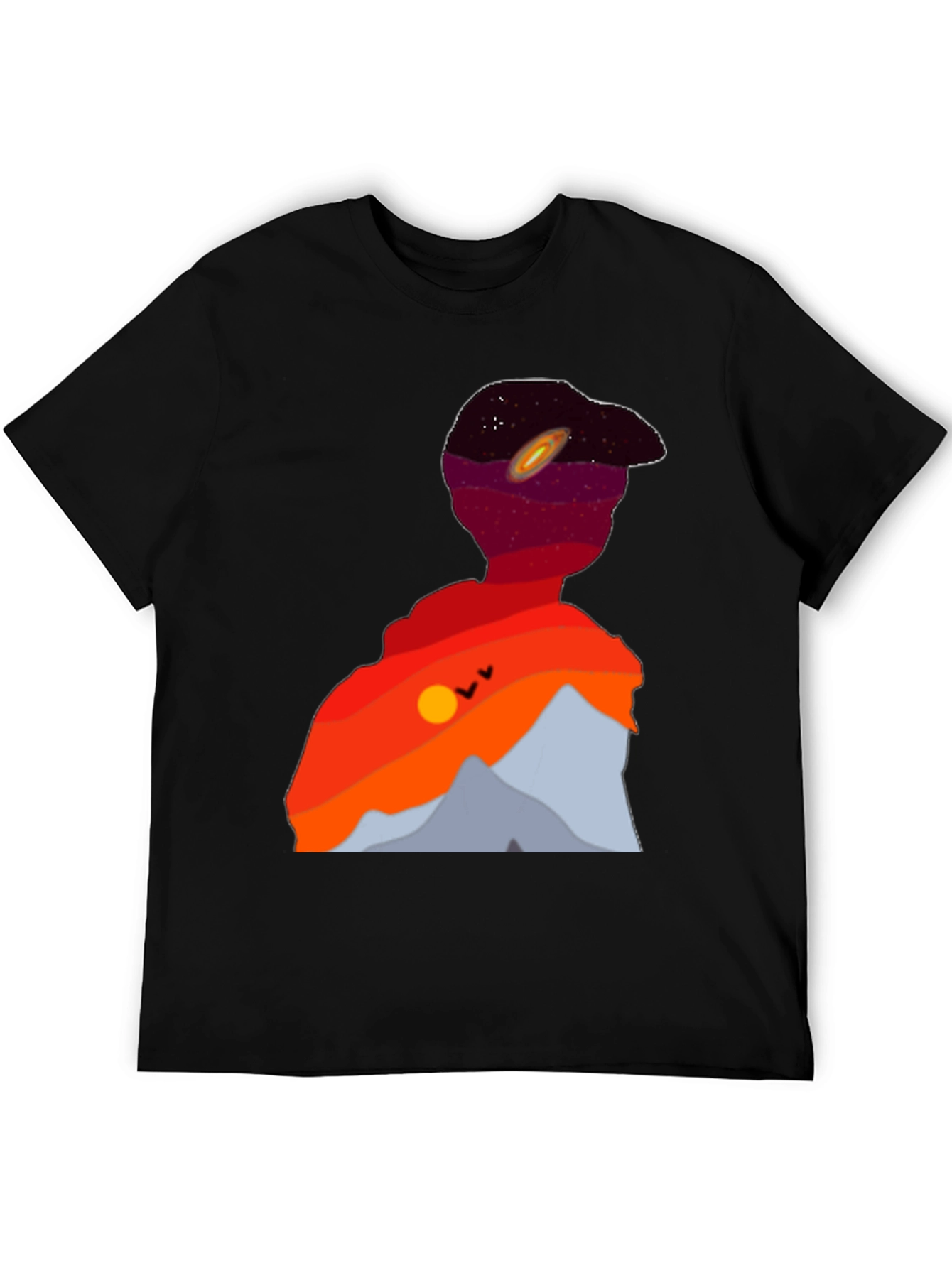 Black Cosmic Landscape Silhouette Graphic Tee - Black view 5
