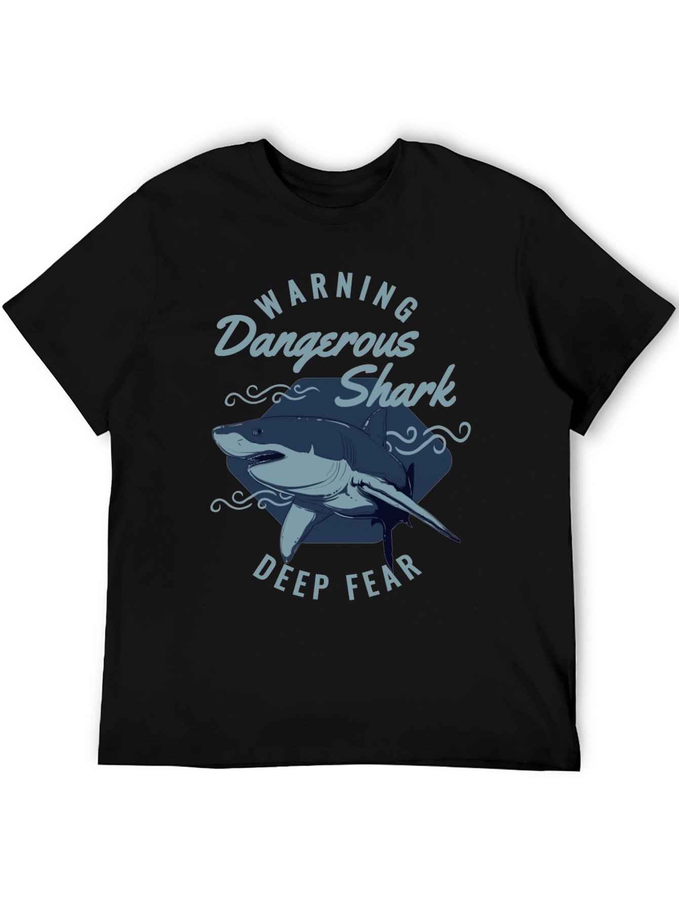 Black Dangerous Shark Graphic Print Black T-Shirt view 5