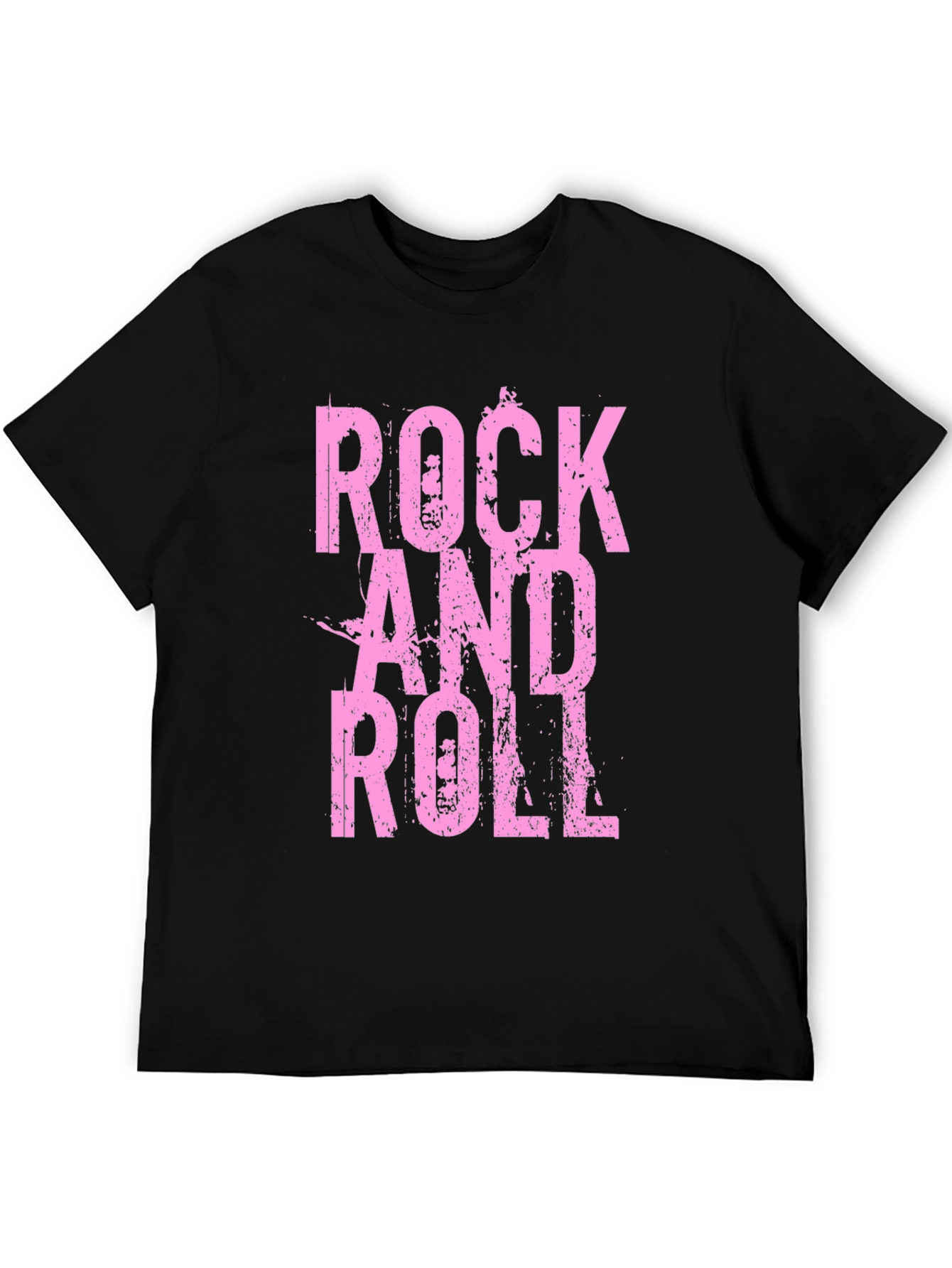 Black Rock and Roll Pink Print Black T-Shirt view 5