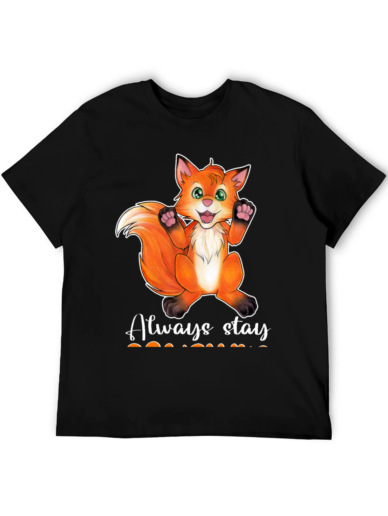 Black Cute Fox T-Shirt - Always Stay view 5