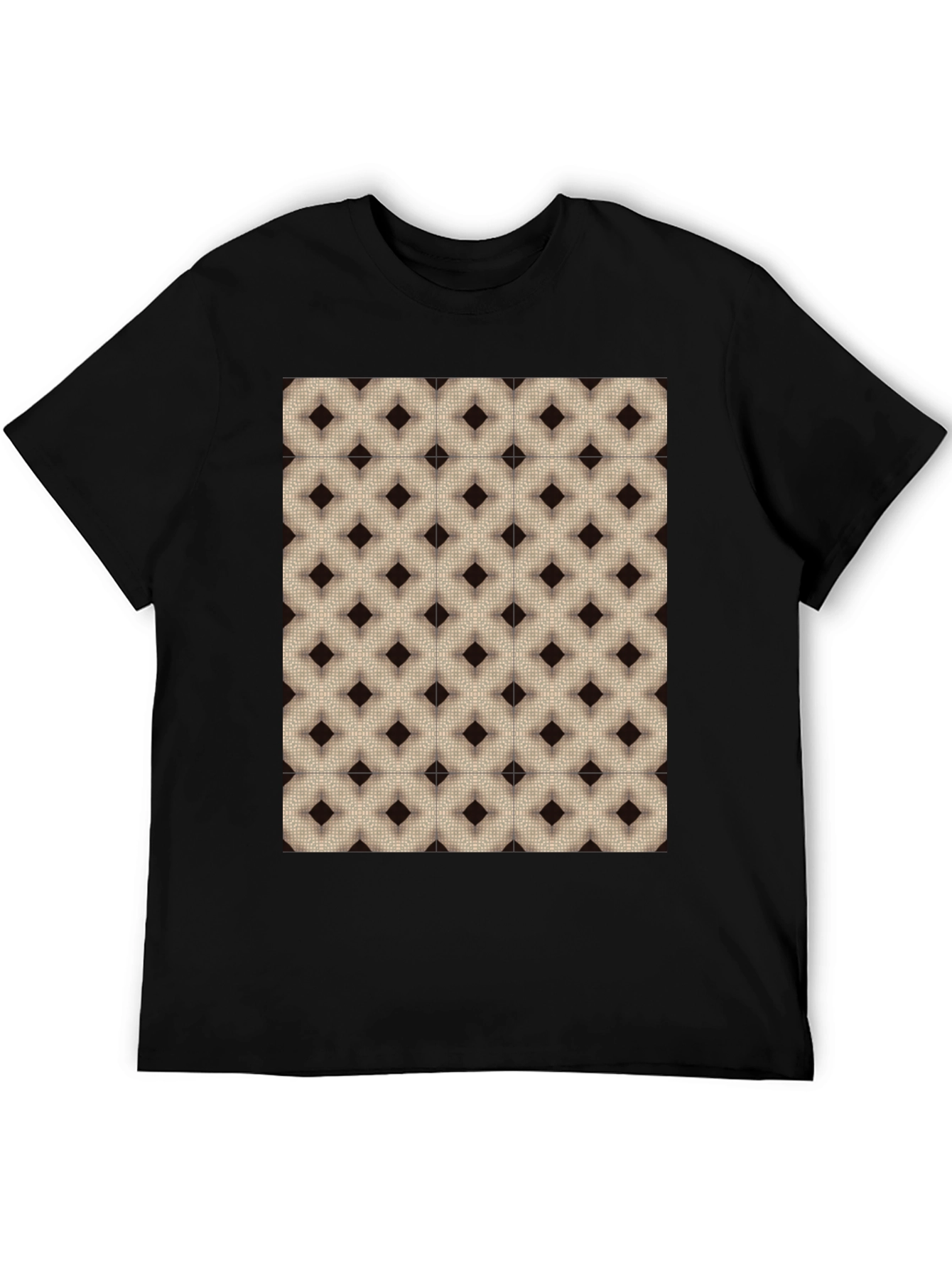Black Geometric Pattern Black T-Shirt view 5