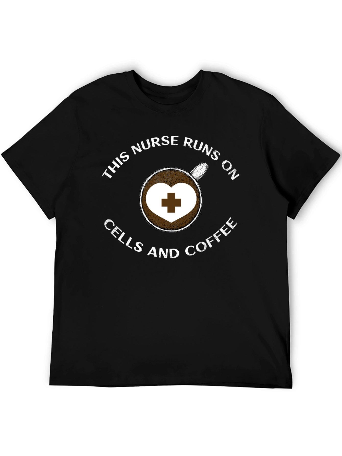 Black Nurse Coffee T-Shirt - Runs on Cells and Coffee view 5