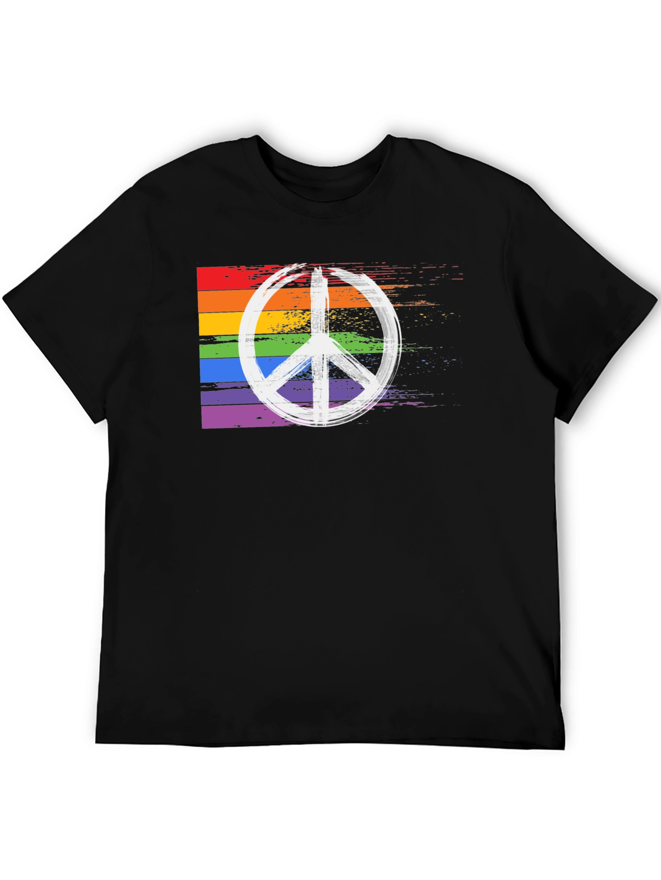 Black Rainbow Peace Sign T-Shirt - Black Cotton Blend view 5