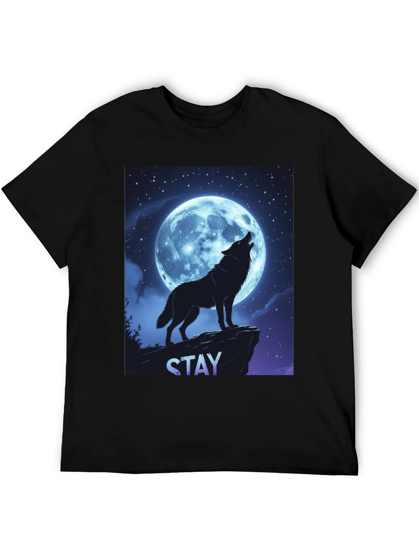 Black Wolf Howling Moon T-Shirt - Stay Wild Graphic Tee view 5