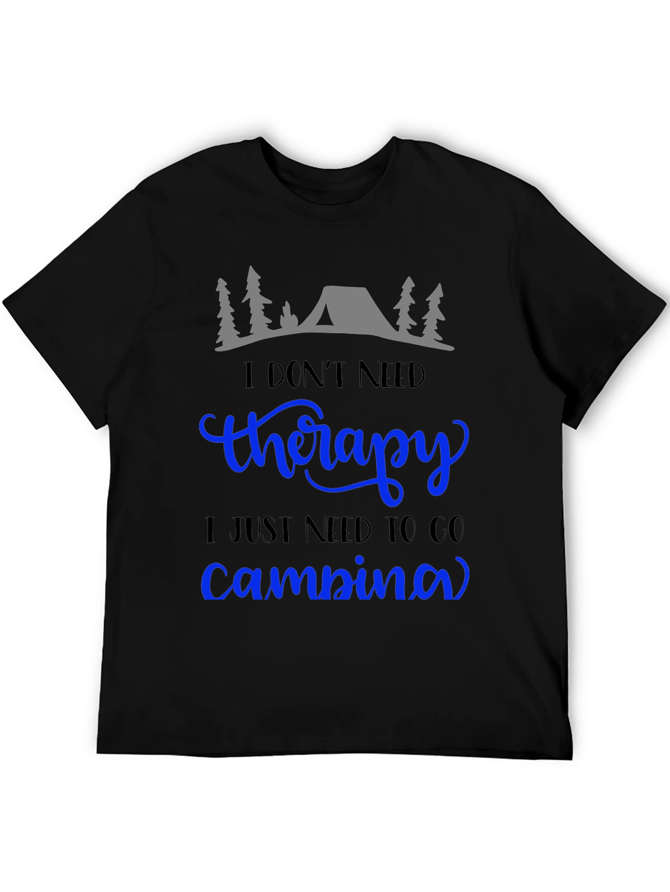Black Camping Therapy T-Shirt: Nature Lover Tee view 5