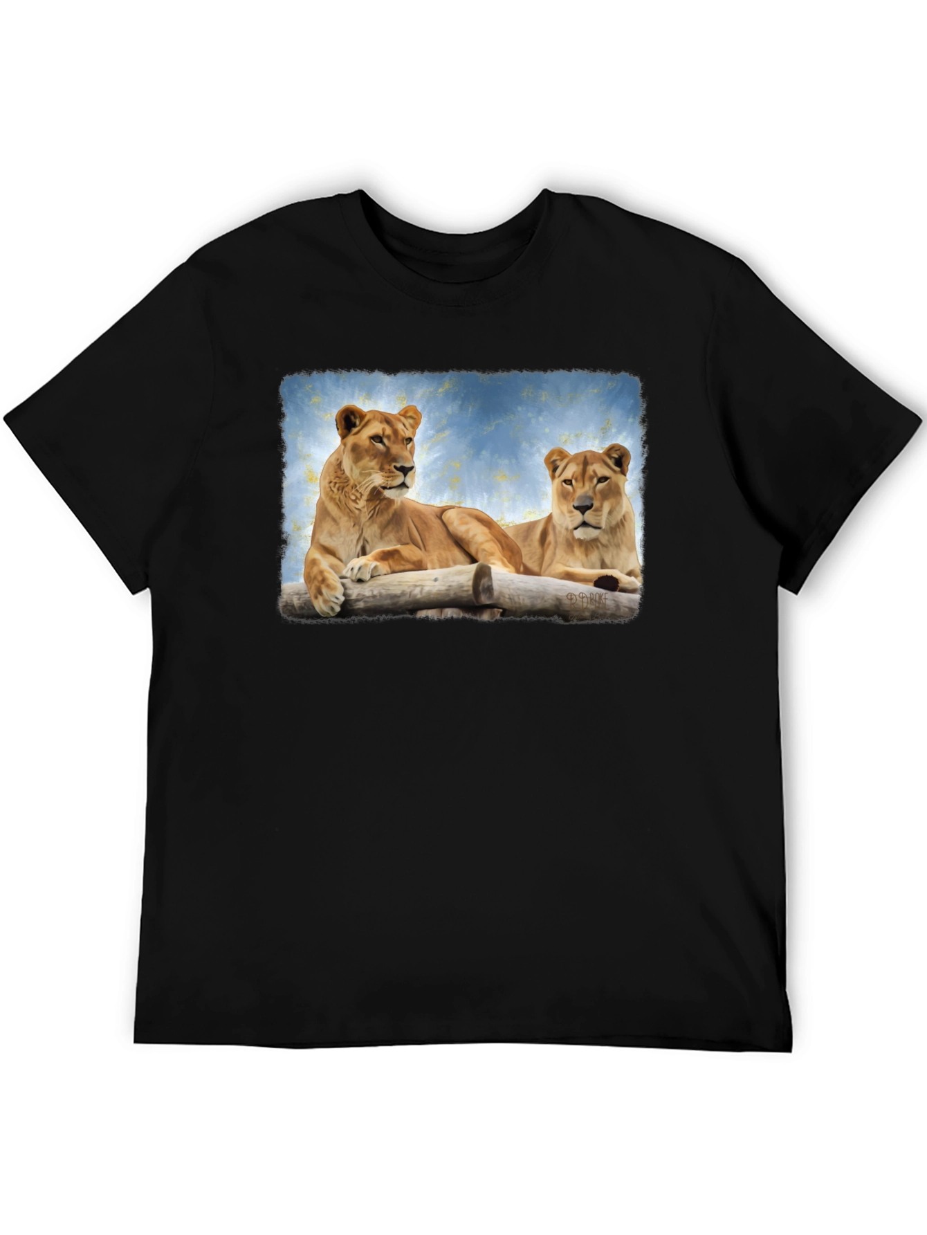 Black Lioness Graphic Print Black T-Shirt view 5