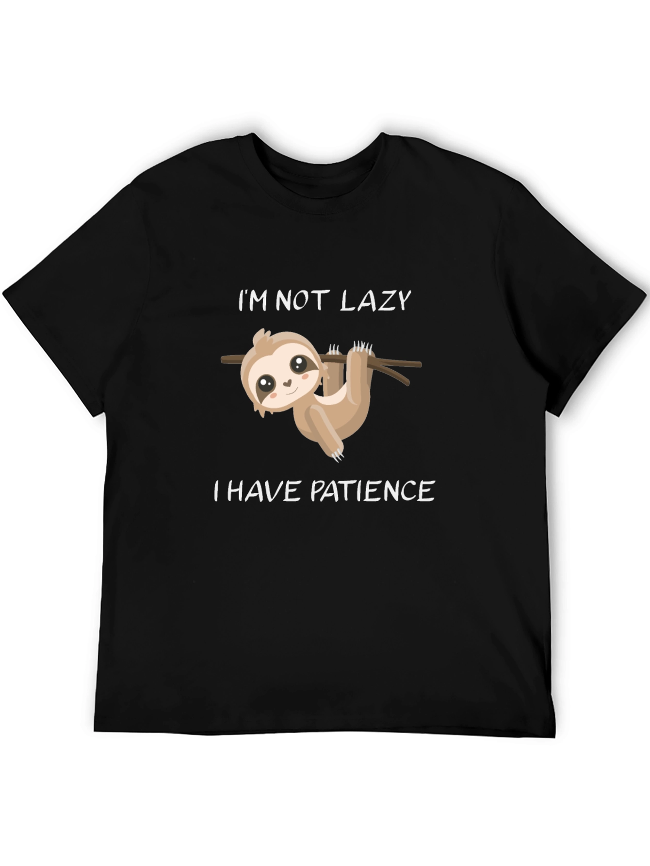 Black Patience Sloth T-Shirt - Funny Lazy Humor Tee view 5