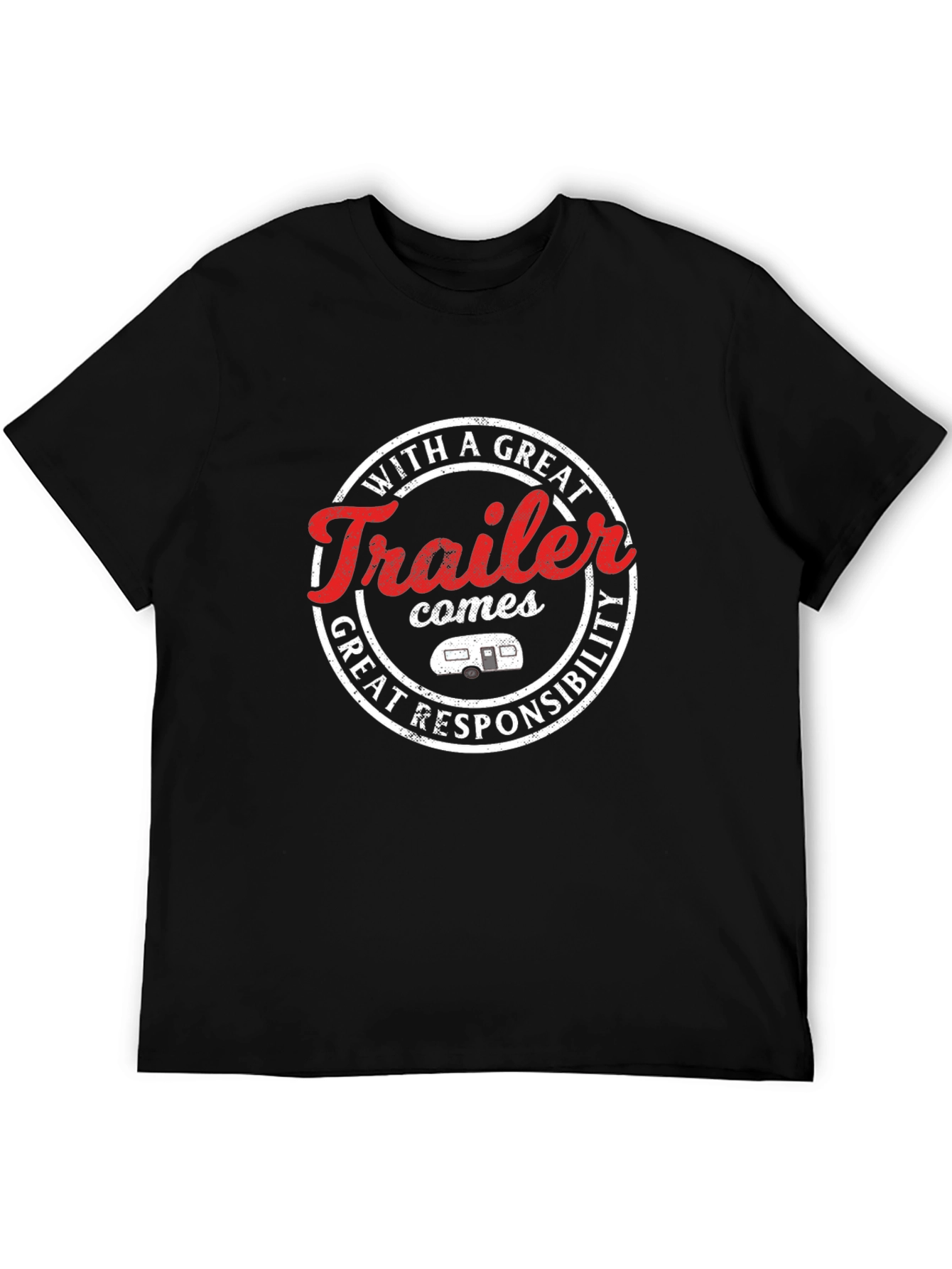 Black Funny Trailer T-Shirt - With Great Trailer Comes... view 5