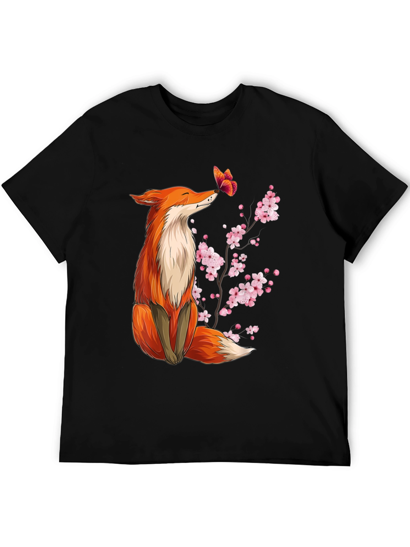Black Fox and Butterfly Graphic Tee view 5