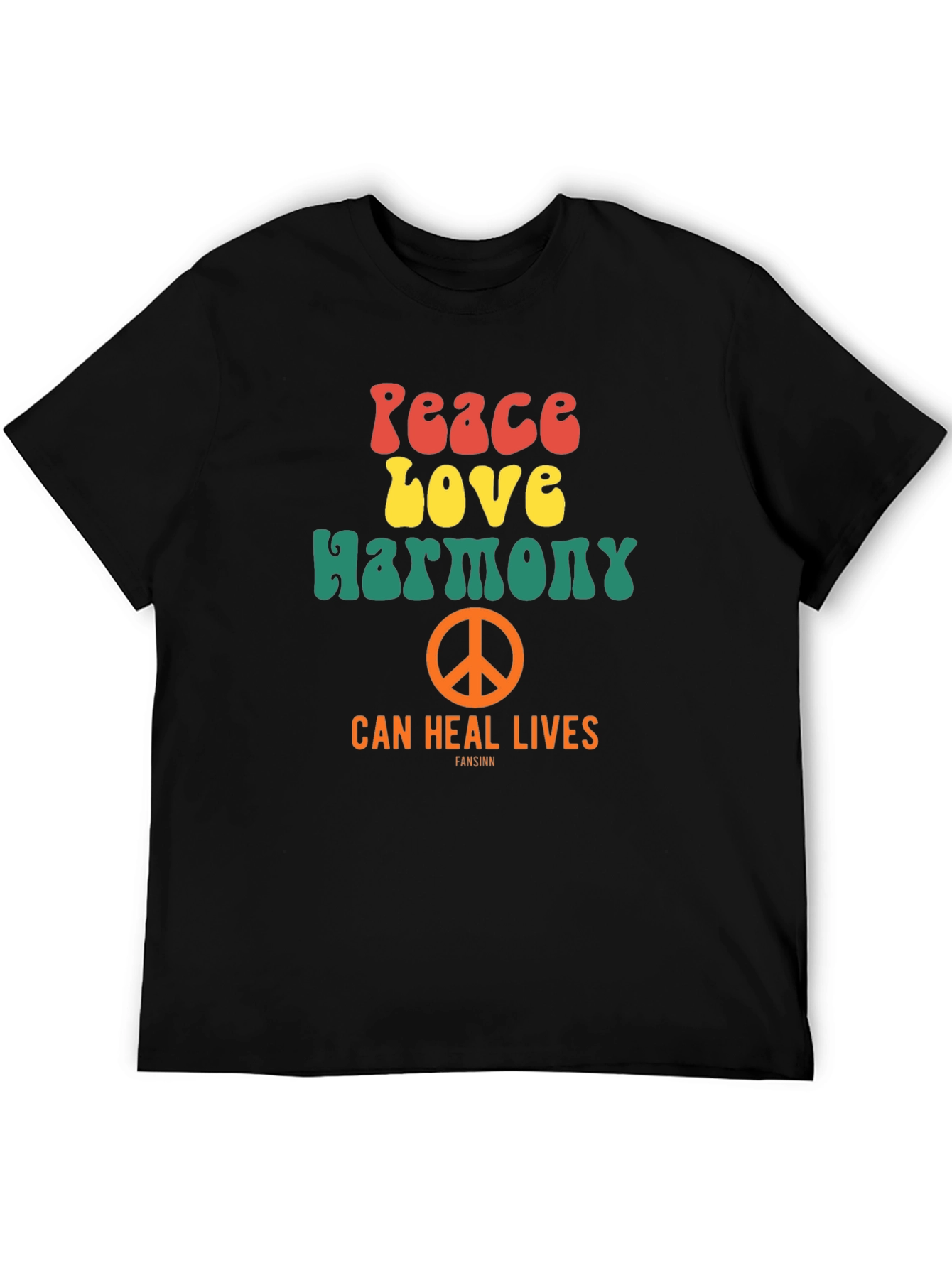 Black Peace Love Harmony Graphic T-Shirt - Retro Style Tee view 5