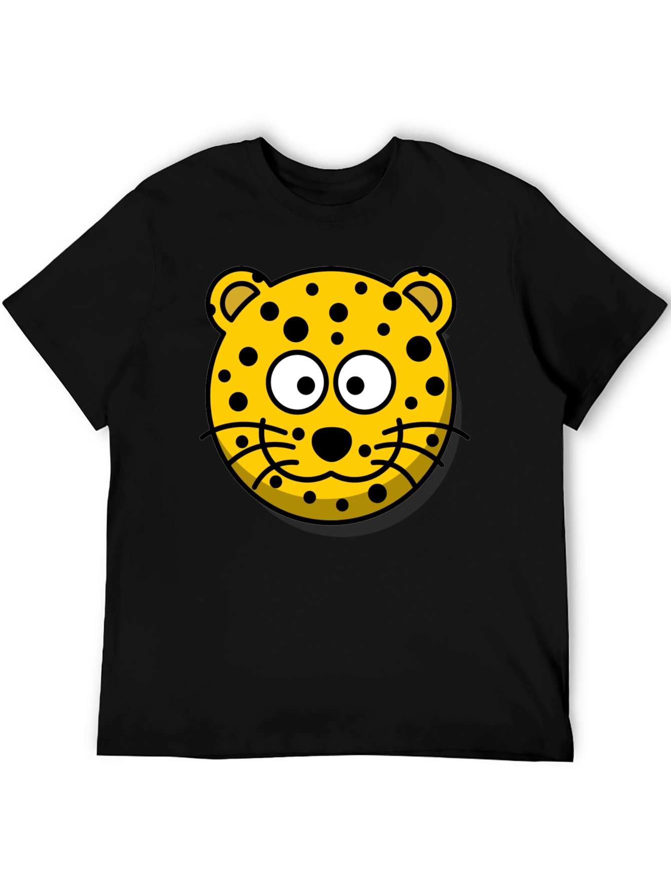Black Cartoon Leopard Graphic T-Shirt - Black Cotton Tee view 5