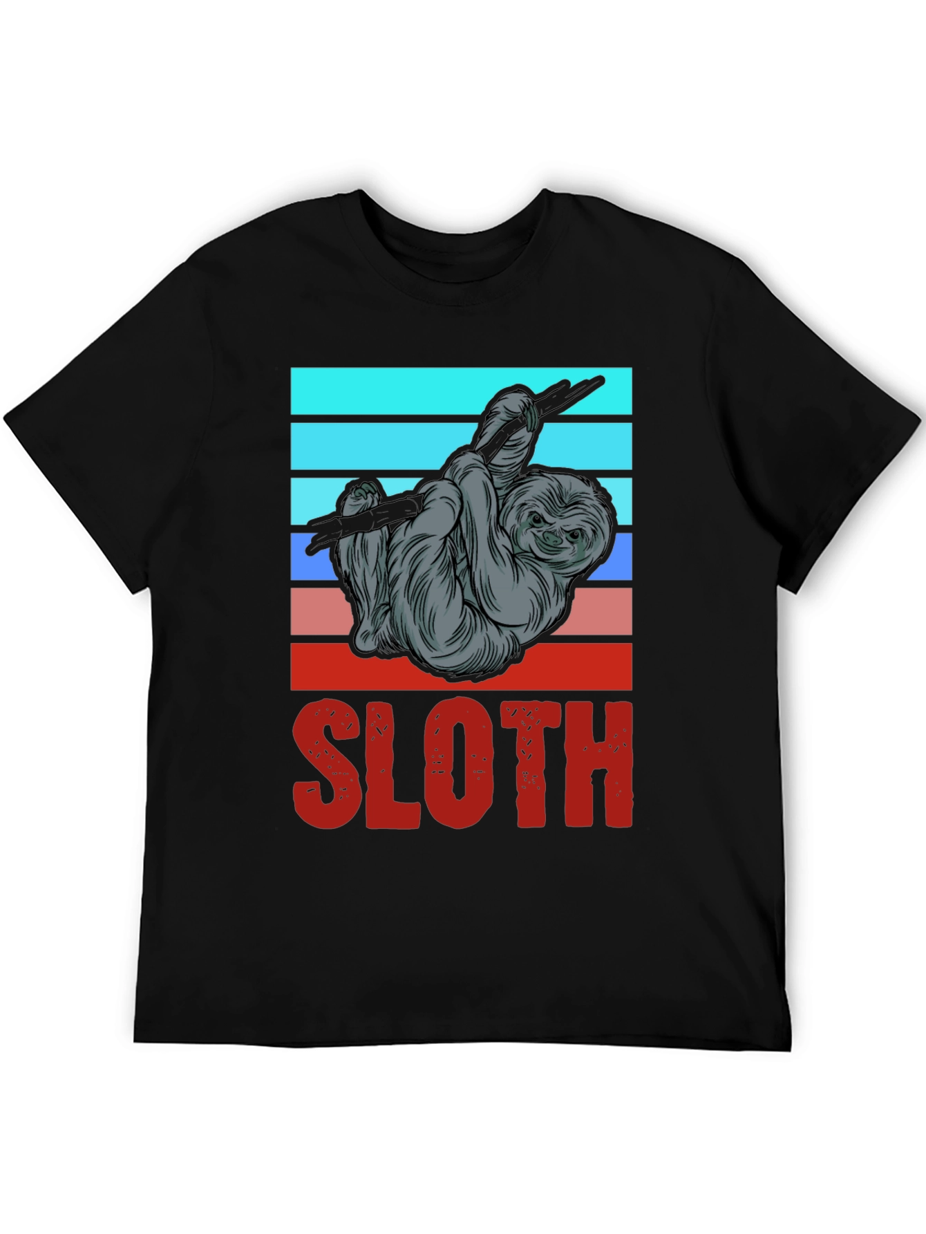 Black Retro Sloth Graphic Tee - Casual Comfort view 5