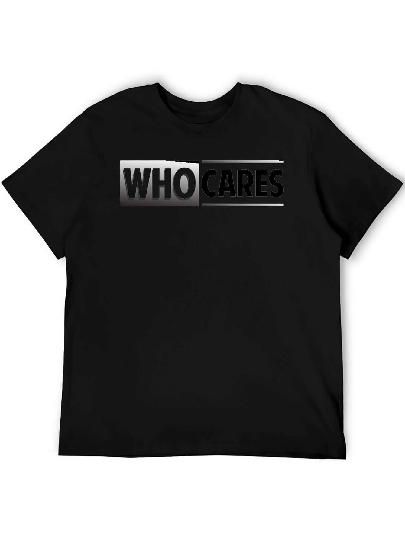 Black Who Cares Graphic Print Black T-Shirt view 5