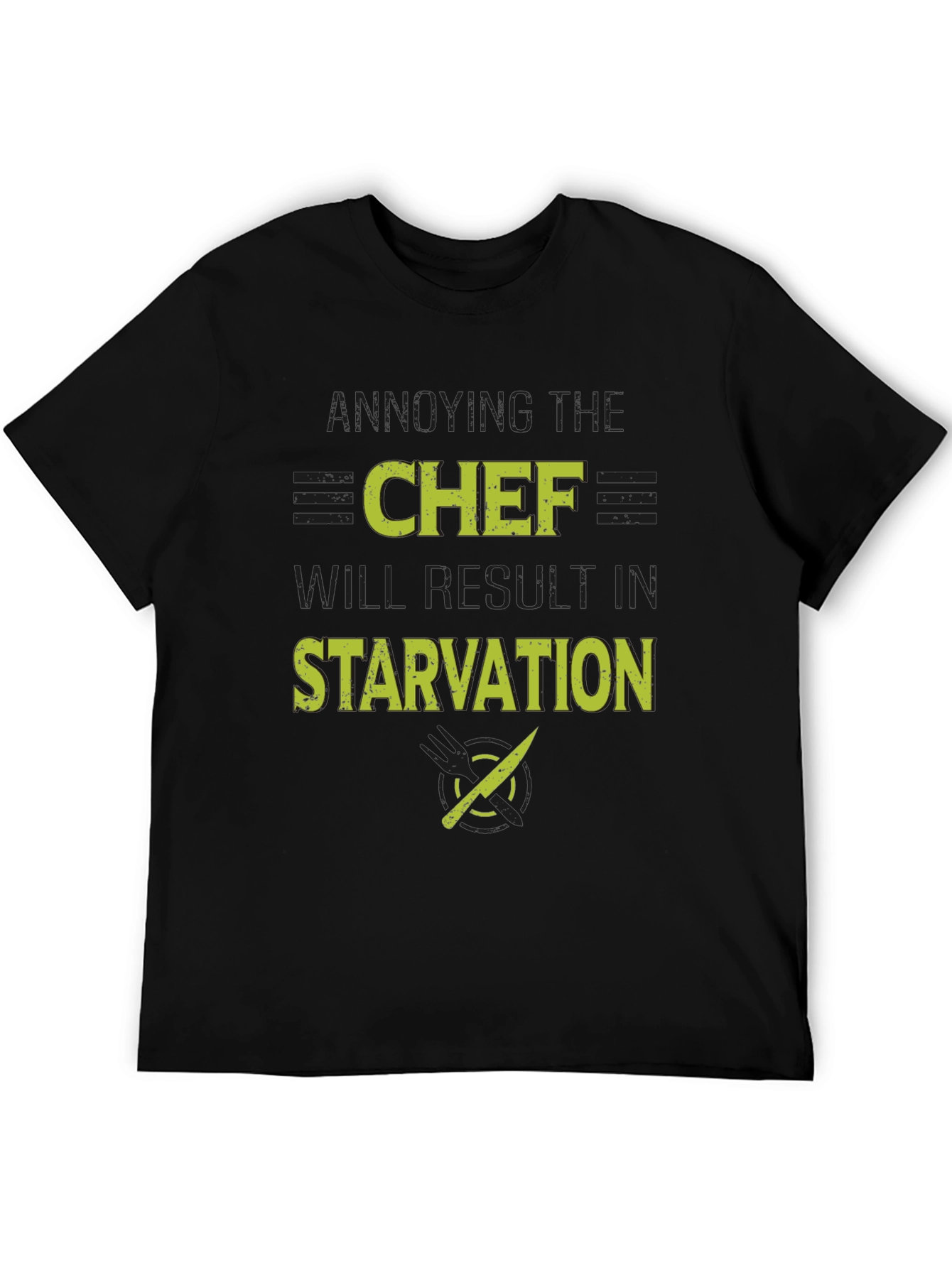 Black Funny Chef T-Shirt - Starvation Warning view 5