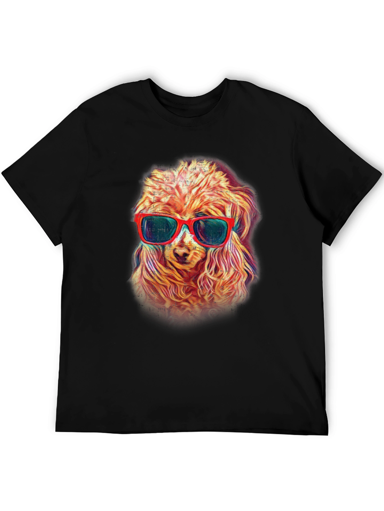 Black Cool Dog in Shades Men's Black T-Shirt view 5