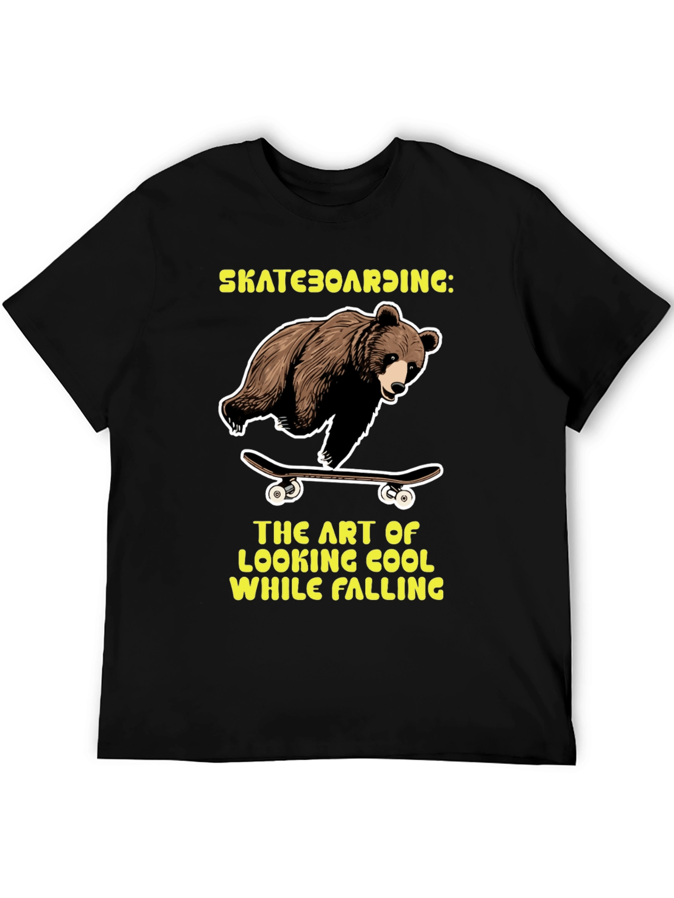 Black Skateboarding Bear Graphic Tee view 5