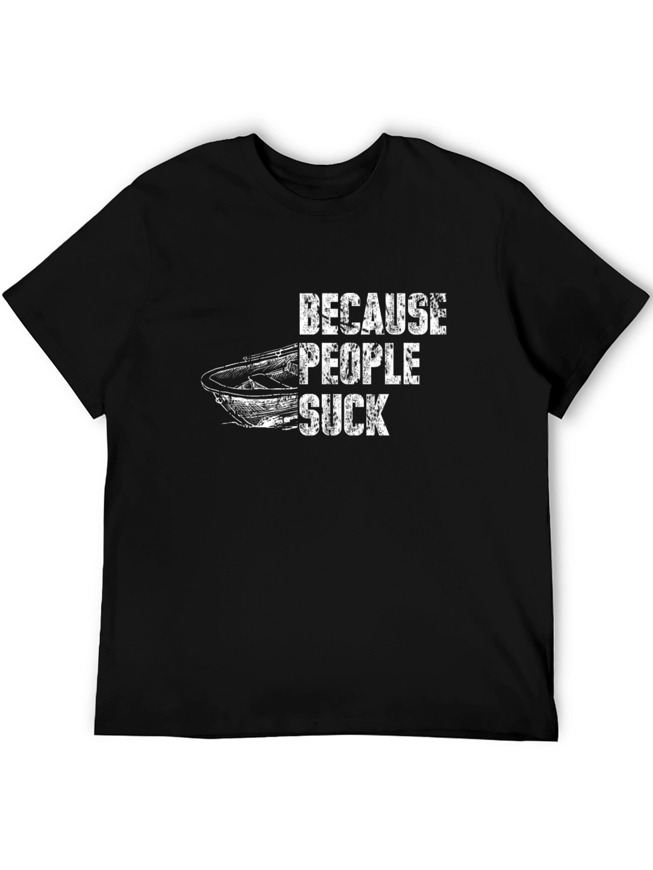 Black Because People Suck Boat Graphic T-Shirt view 5