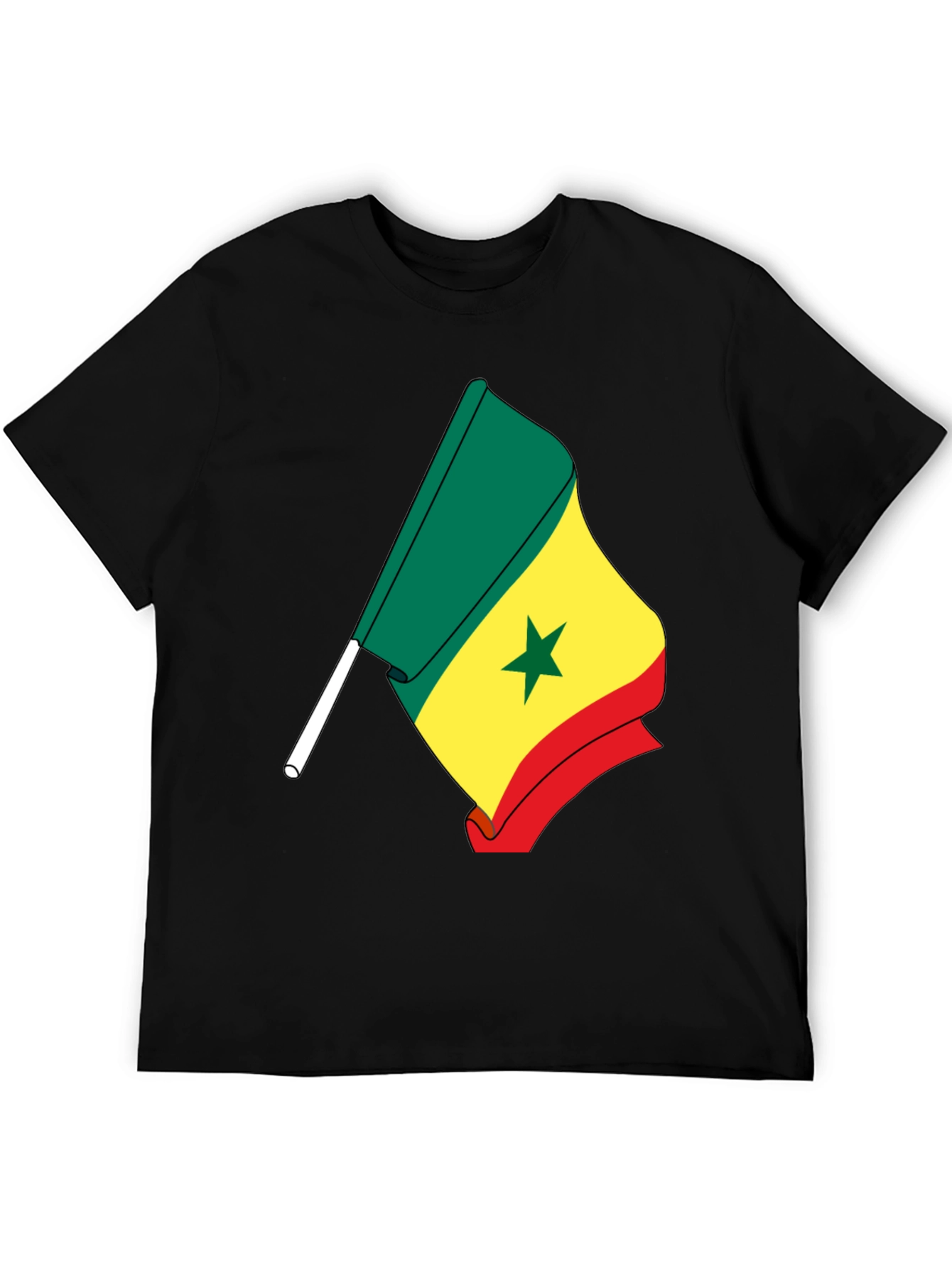 Senegal Flag Graphic Tee - Black Cotton Shirt - 5