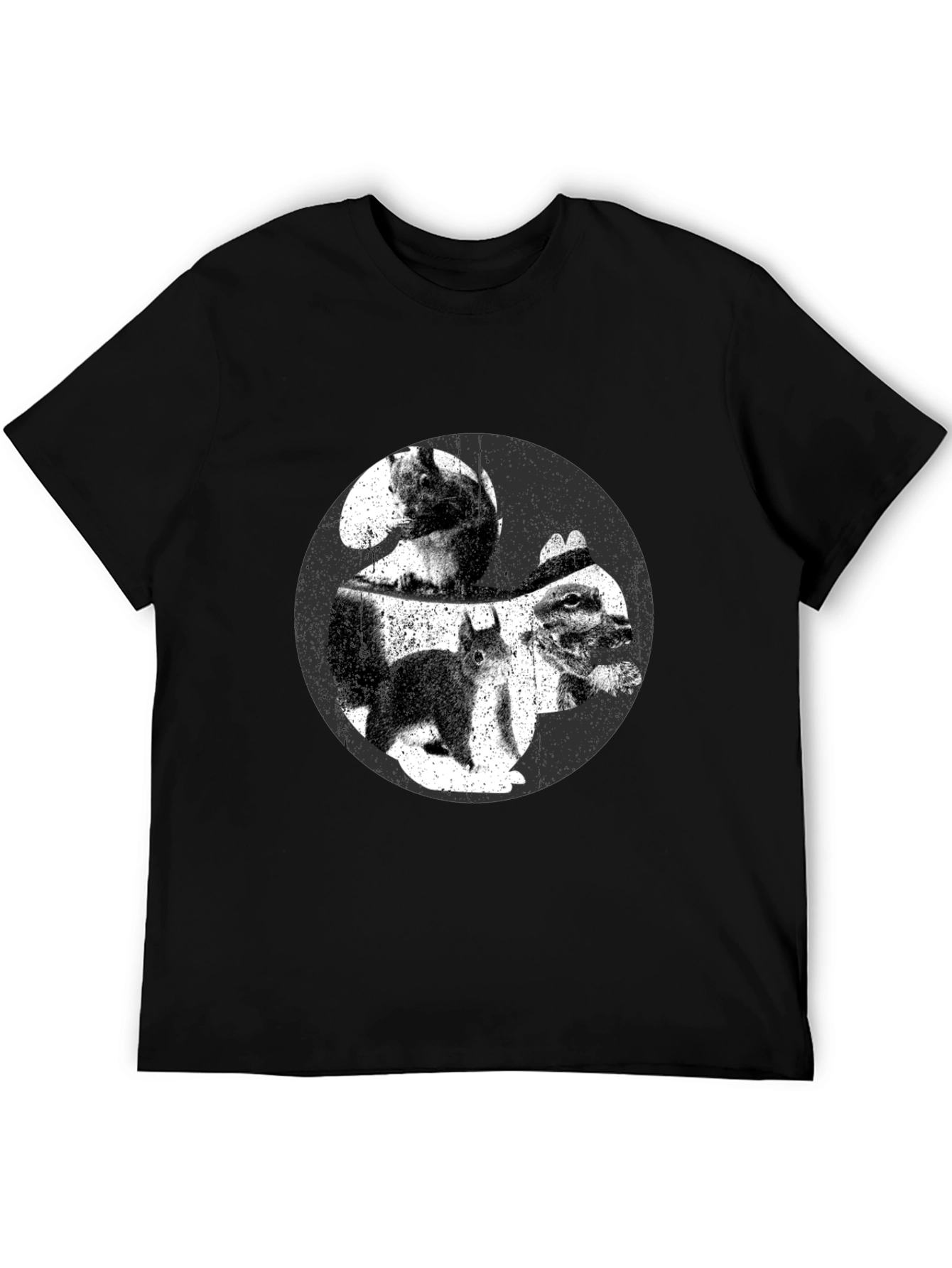 Black Squirrel Yin Yang Graphic T-Shirt - Black view 5