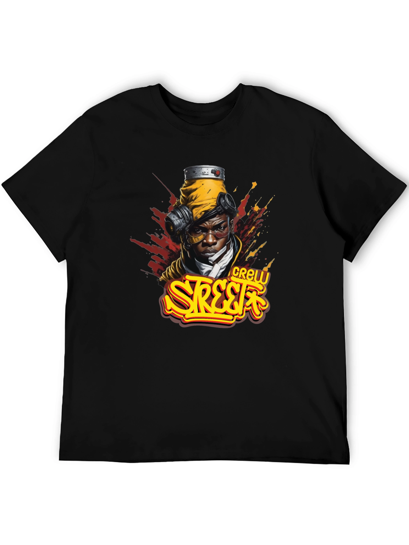 Black Street Crew Graphic T-Shirt - Urban Style view 5