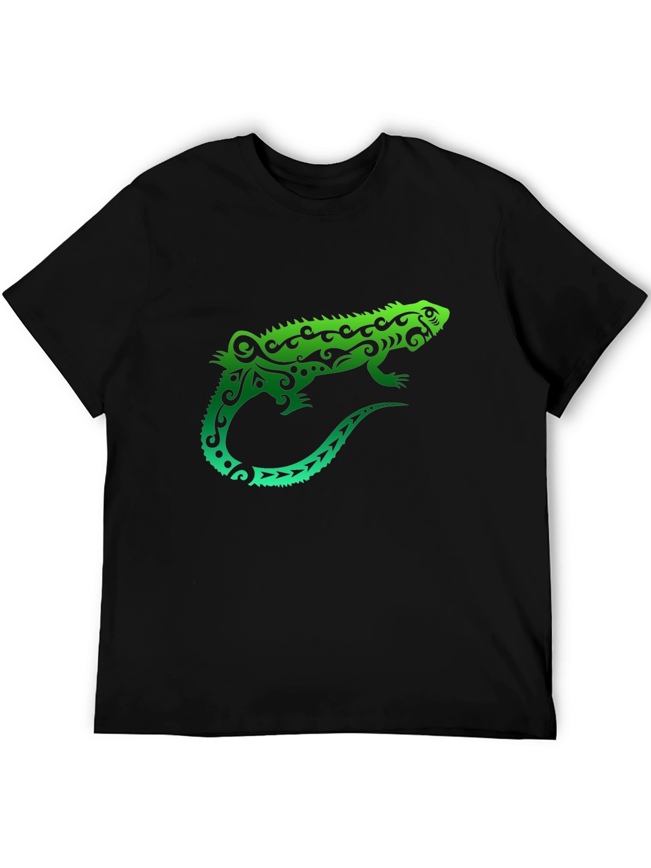 Black Tribal Iguana Black T-Shirt - Unique Design view 5