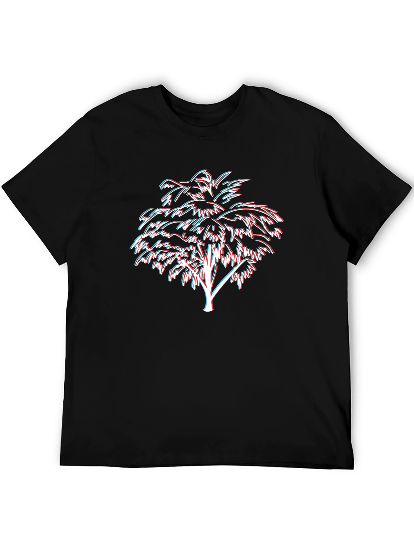 Black Retro 3D Palm Tree Black Graphic Tee view 5