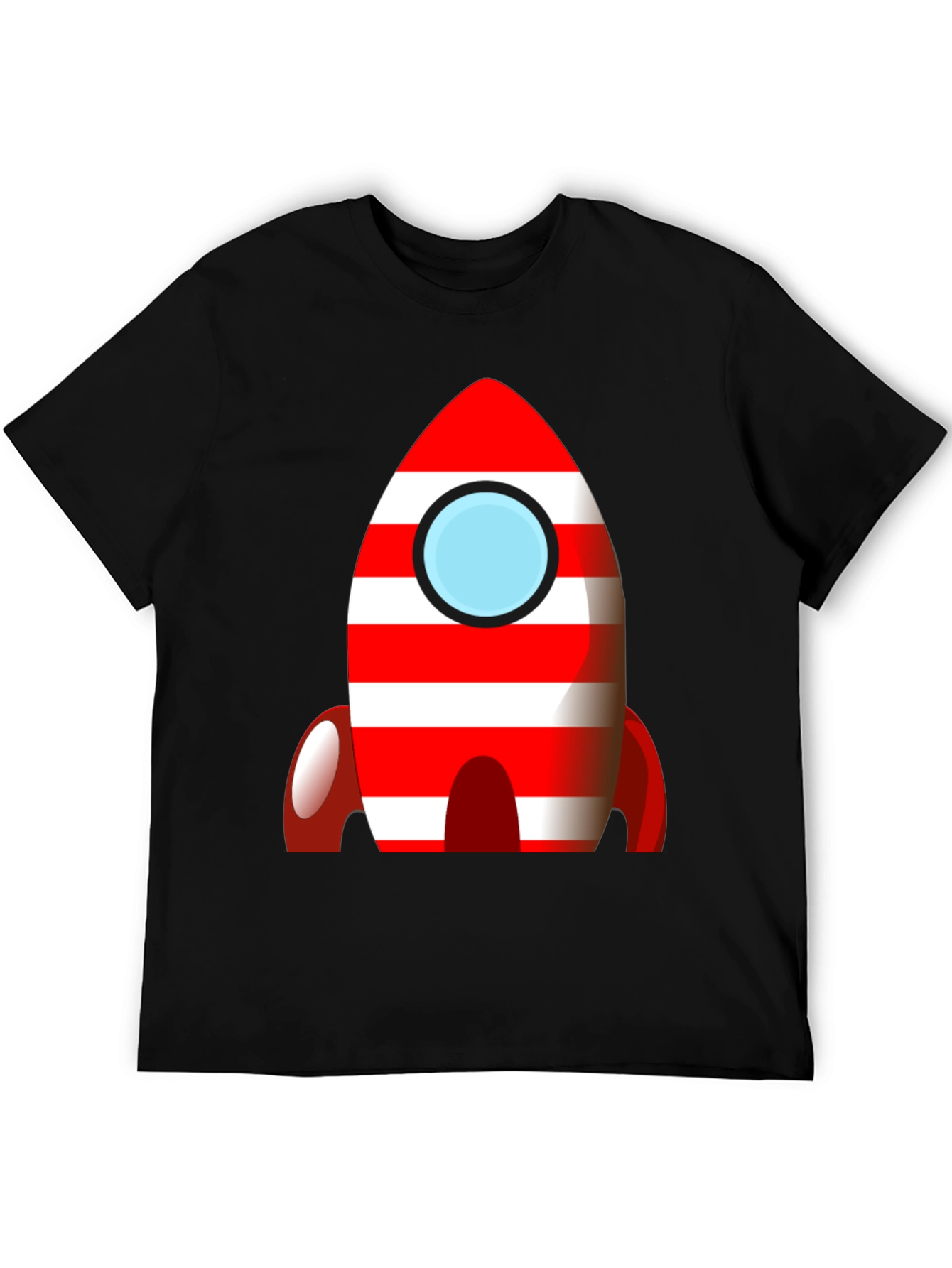 Black Retro Rocket T-Shirt - Bold Striped Design view 5